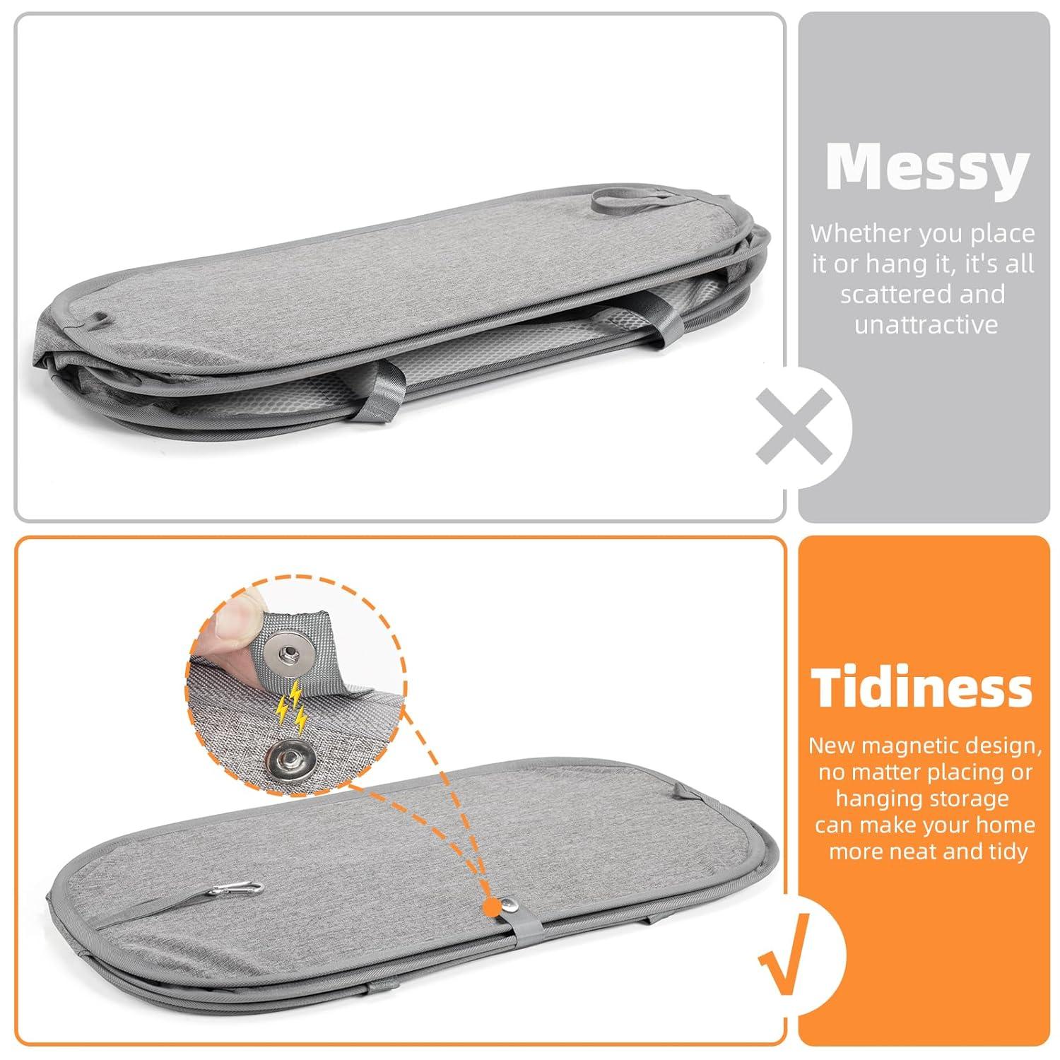 Pop-Up Laundry Hamper with Reinforced U-Shaped Handle - 1.5 Load Capacity Collapsible Basket, Magnetic Closure, Anti-Snap Safety Design, Fits in Washer/Dryer Gaps