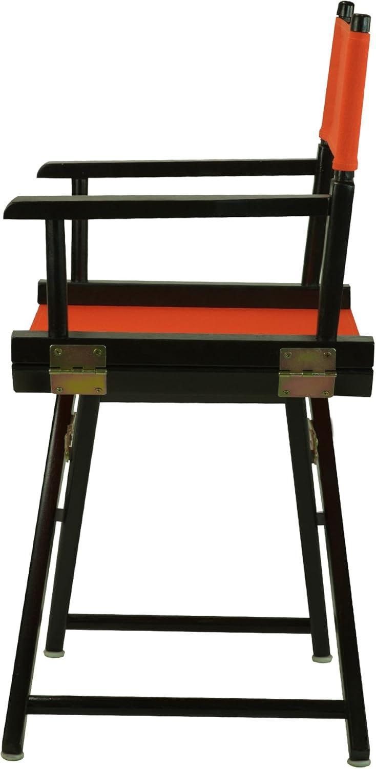 Portable Black Frame Director's Chair with Orange Canvas, 18"