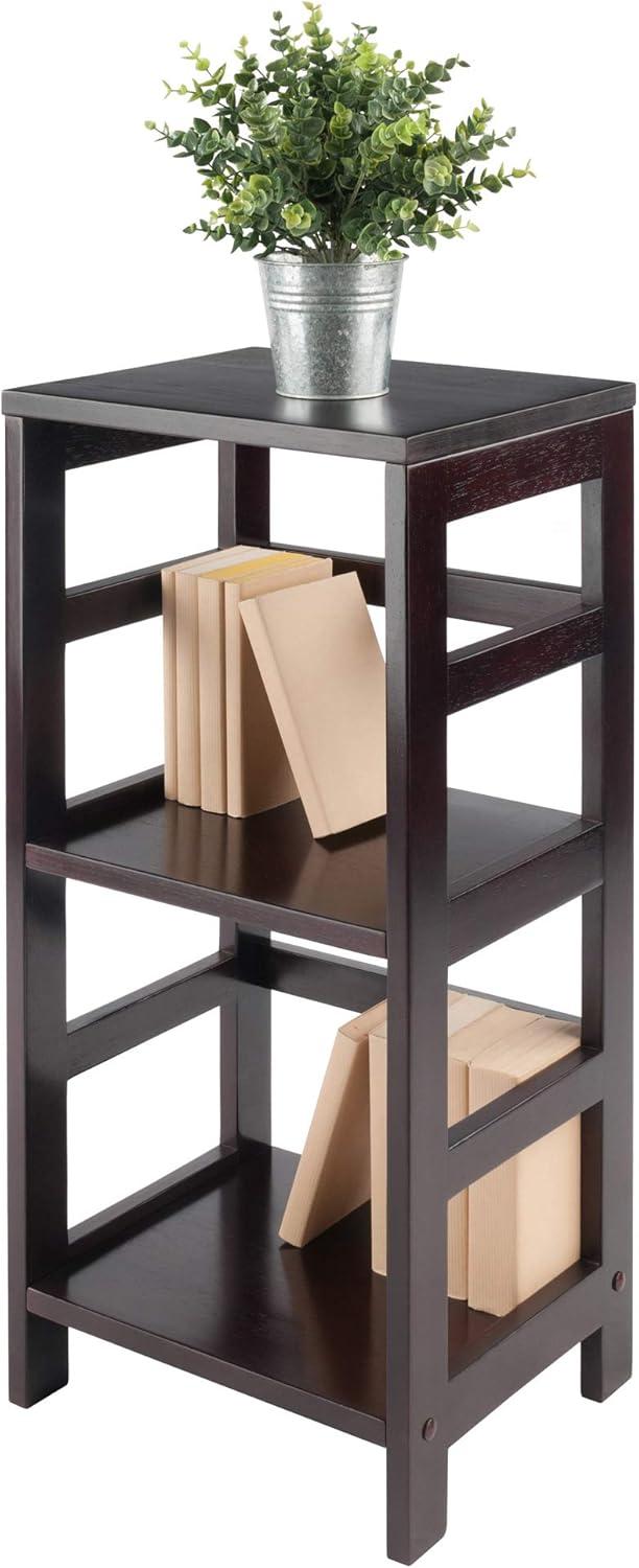 29.21" 2 Tier Leo Shelf Storage or Bookshelf Narrow Espresso Finish - Winsome: Mid-Century Modern, Wood Composite, Metal Hardware