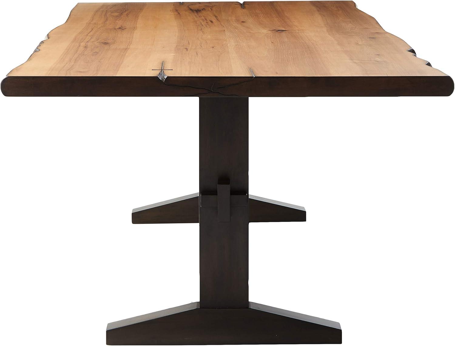 Natural Honey and Black Reclaimed Wood Rectangular Dining Table