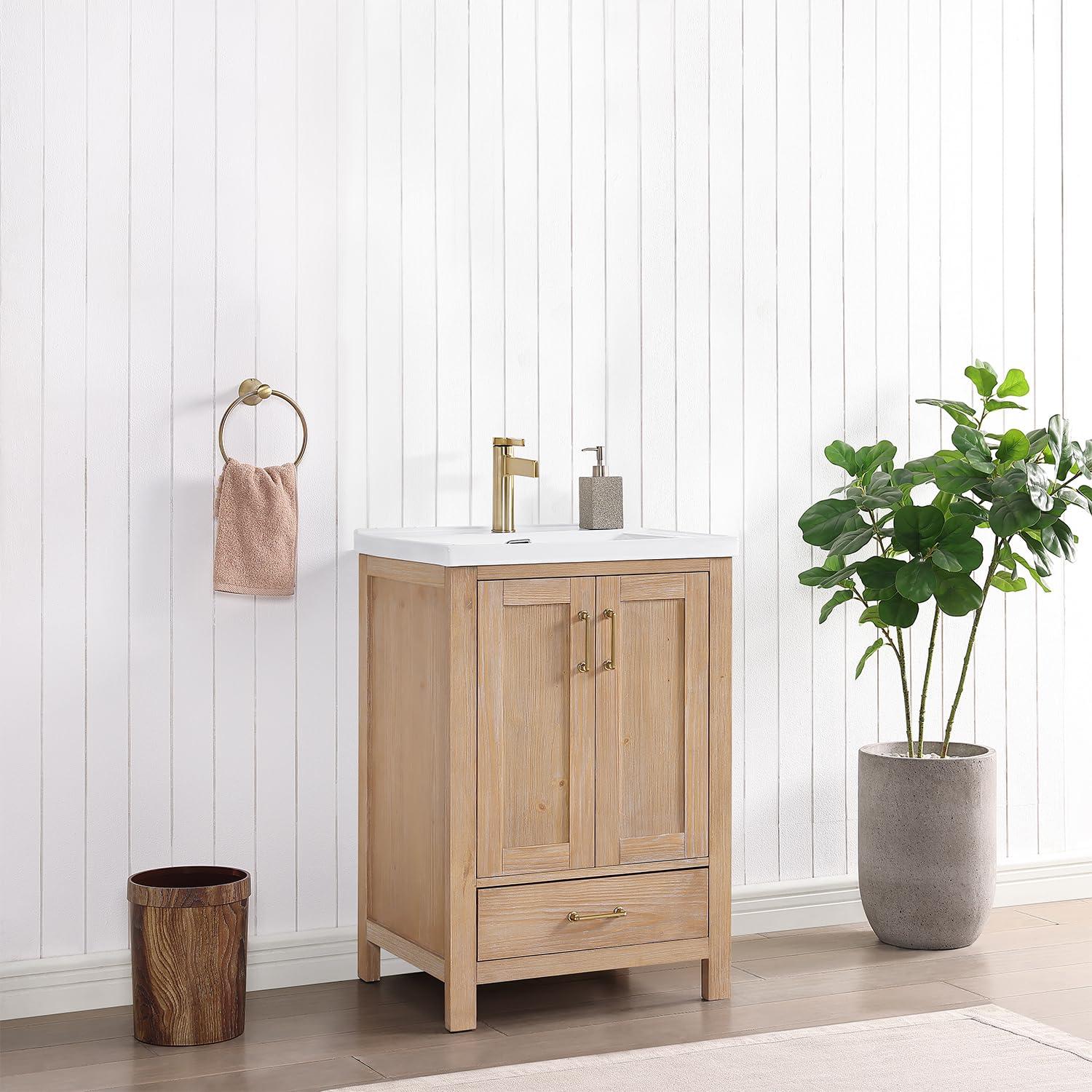 Gela 23.6'' Free-standing Single Bathroom Vanity with Ceramic Vanity Top