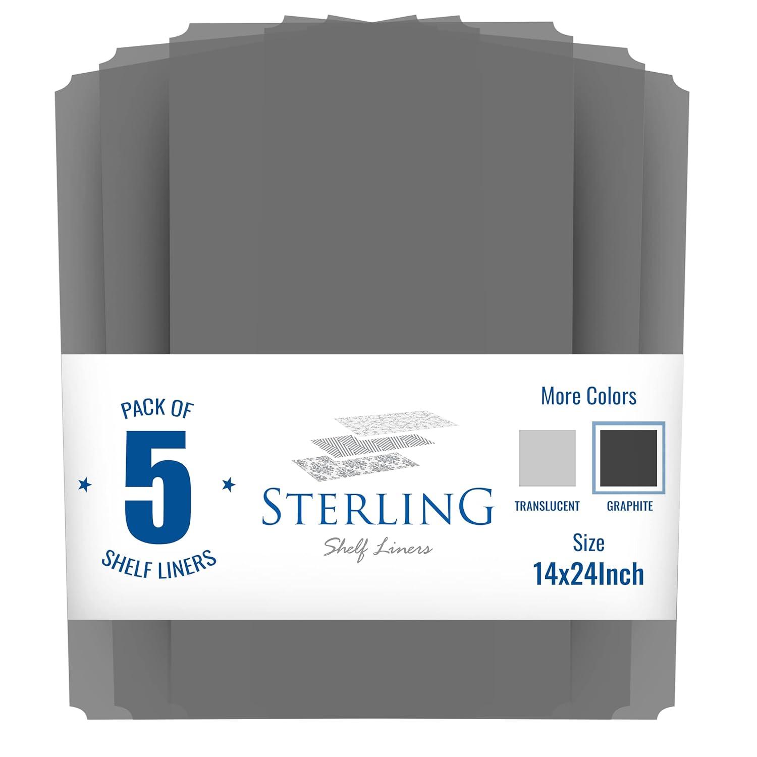 Shelf Liners for Wire Shelf System - Set of 5 in Graphite - 13.4 x 23.2 inch - Plastic Wire Shelving Shelf Mats