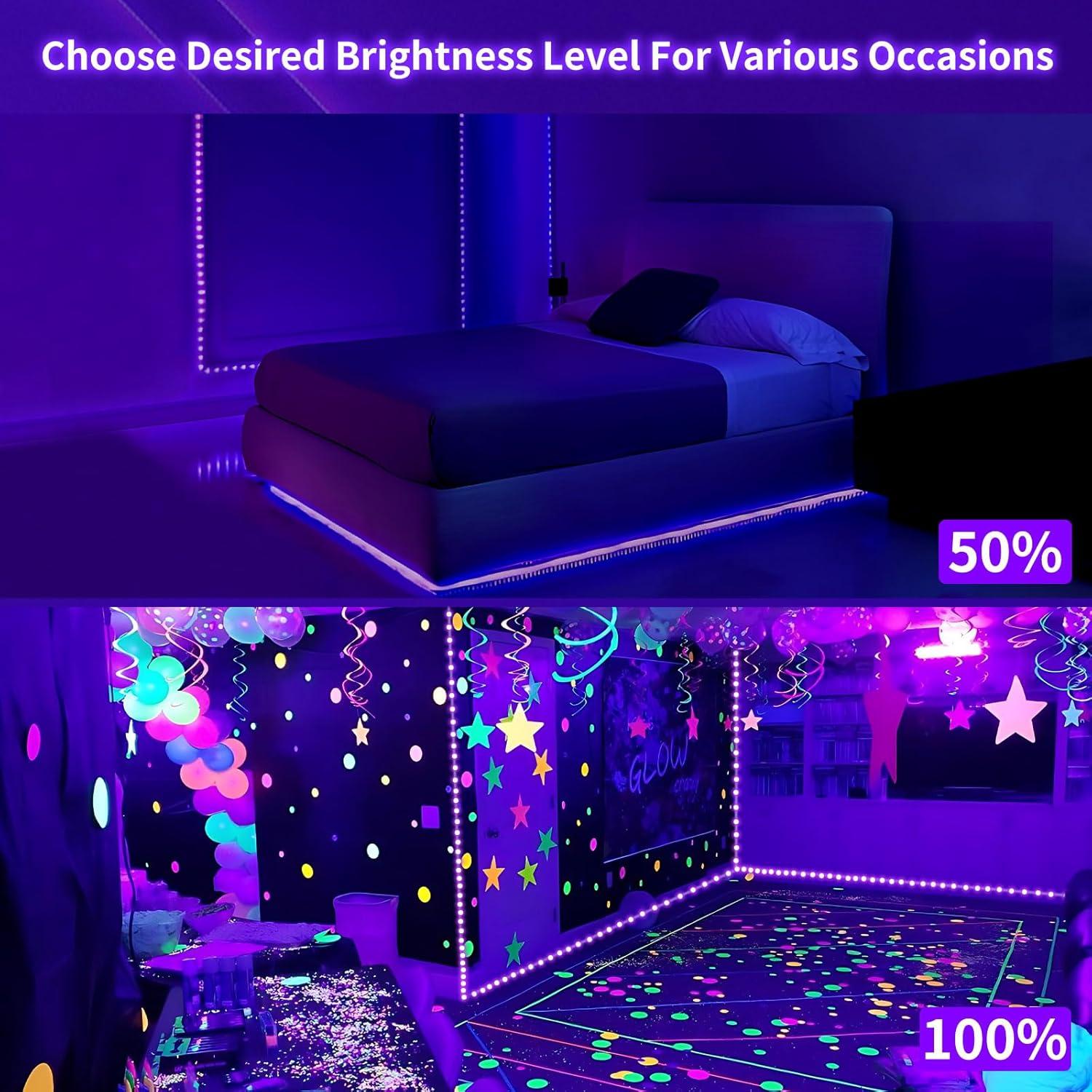 40 Foot Led Black Light Strip Kit, 720 Units Led, 12V Flexible Blacklight Fixtures, Non-Waterproof