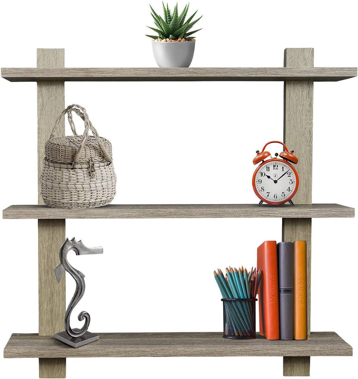 Sorbus Decorative Asymmetric Square Floating Wall Shelf  Set of 3