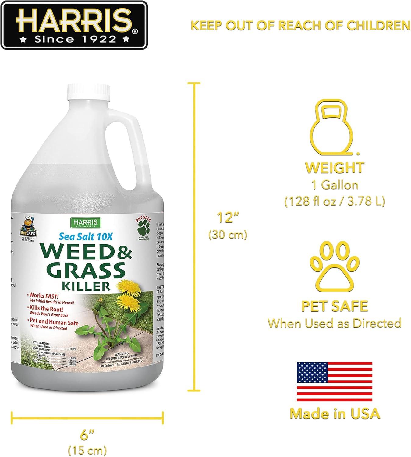 Harris Sea Salt 10X Organic Weed & Grass Killer, 1 Gallon