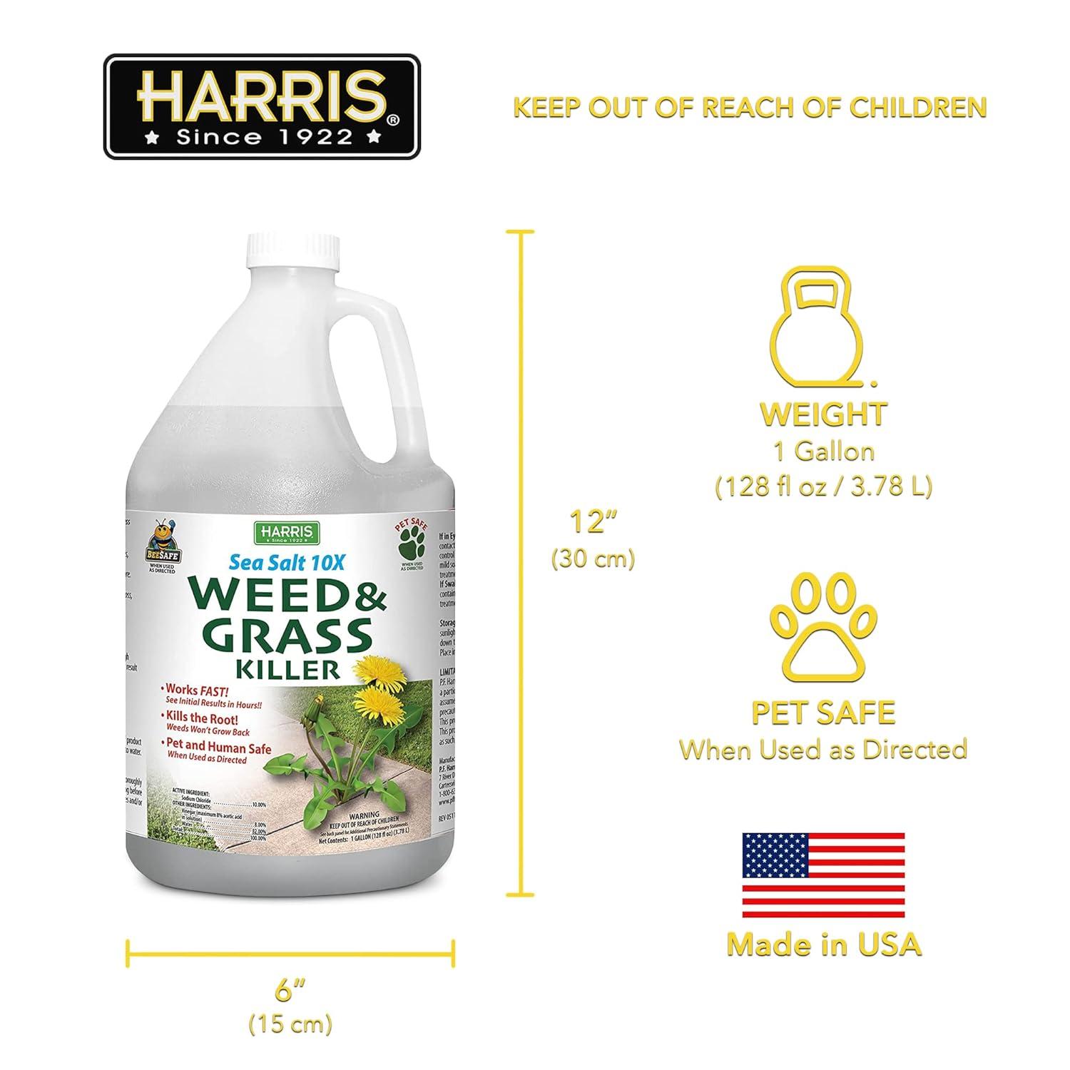 Harris Sea Salt 10X Organic Weed & Grass Killer, 1 Gallon