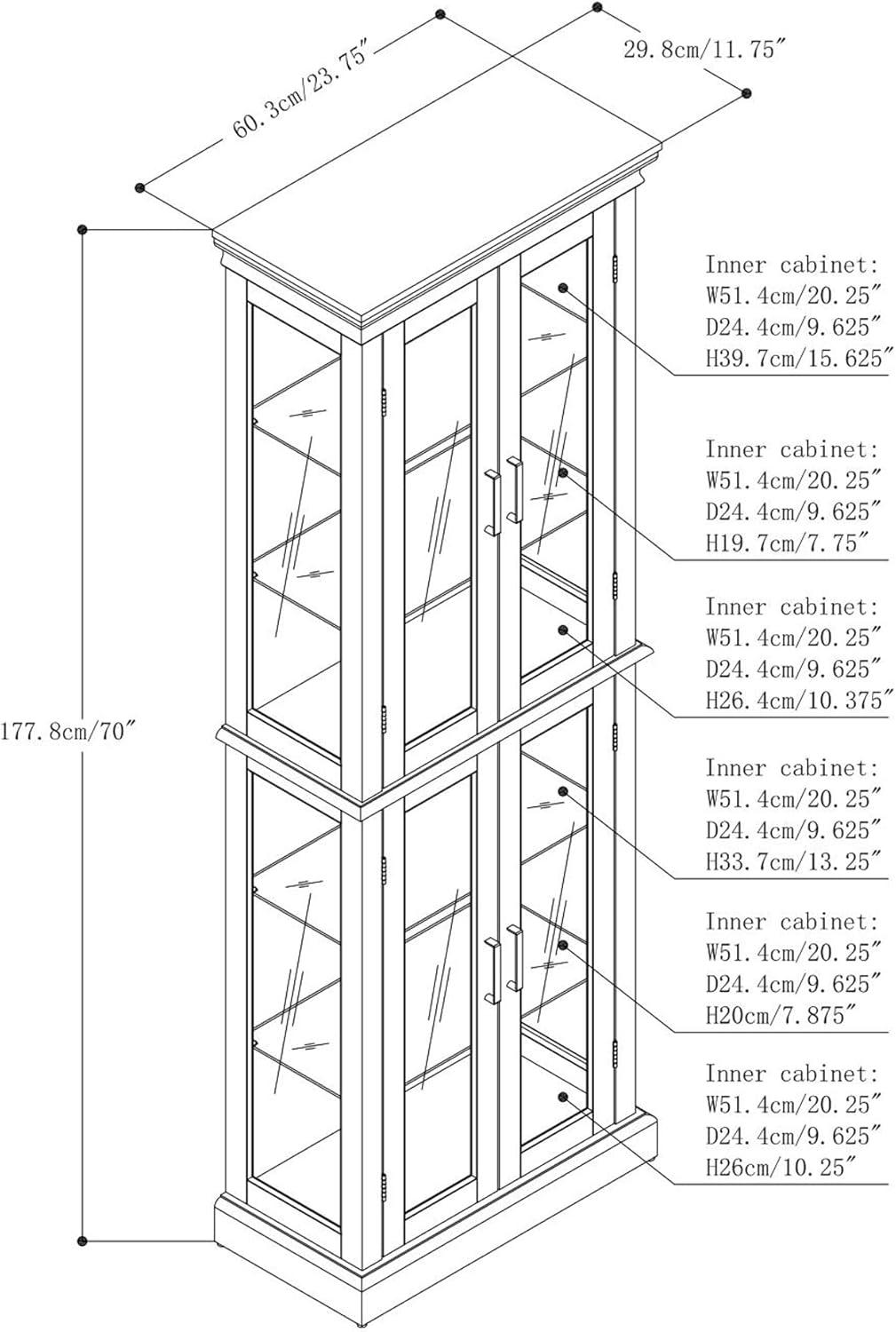 Cherry Lighted Curio Cabinet with Adjustable Shelves and Mirrored Back