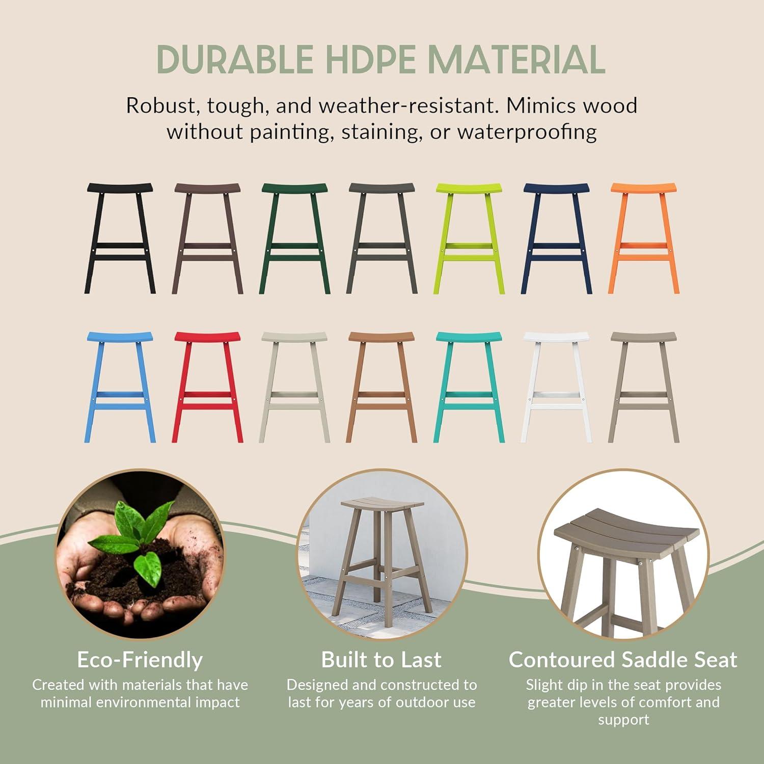 WestinTrends Malibu HDPE Outdoor Patio 29" Bar Stool Saddle Seat, Weathered Wood