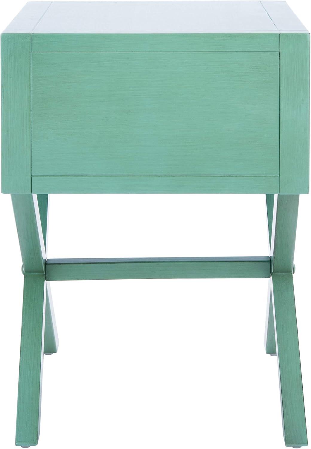 SAFAVIEH Odilia 1 Drawer Solid Retro Nightstand, Turquoise