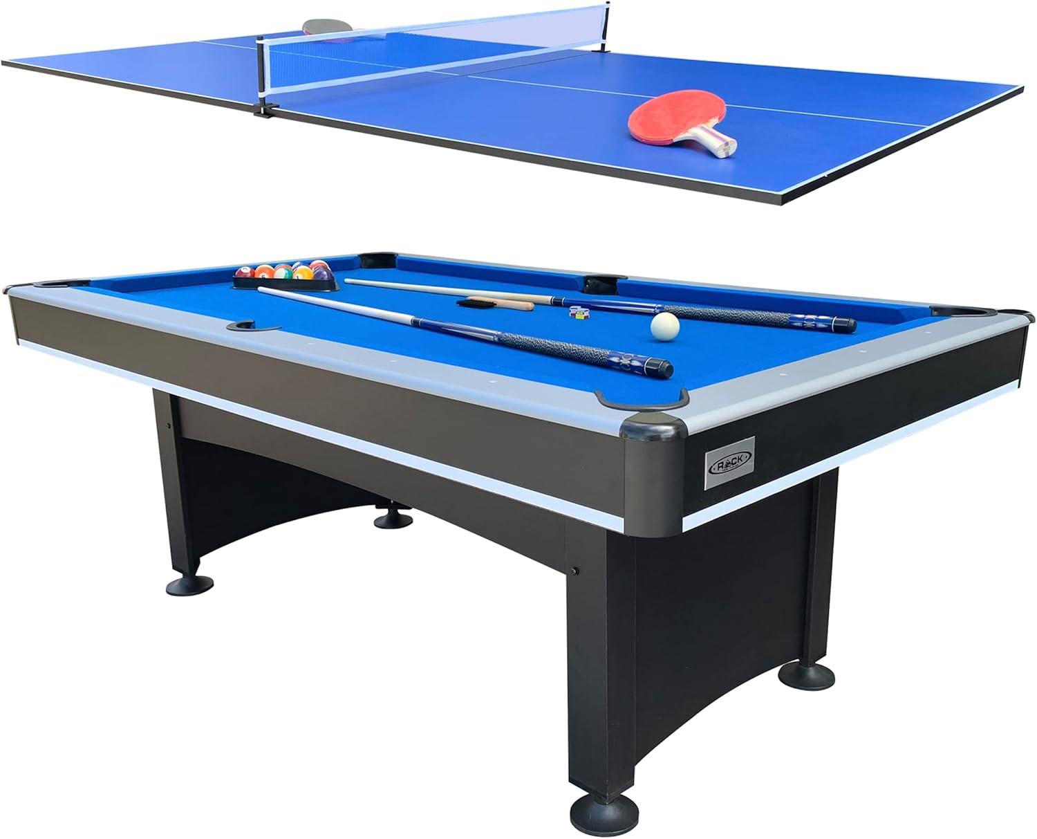 RACK Scorpius 7-Foot Multi Game Billiard/Pool with Table Tennis (Blue Felt with Black Body)