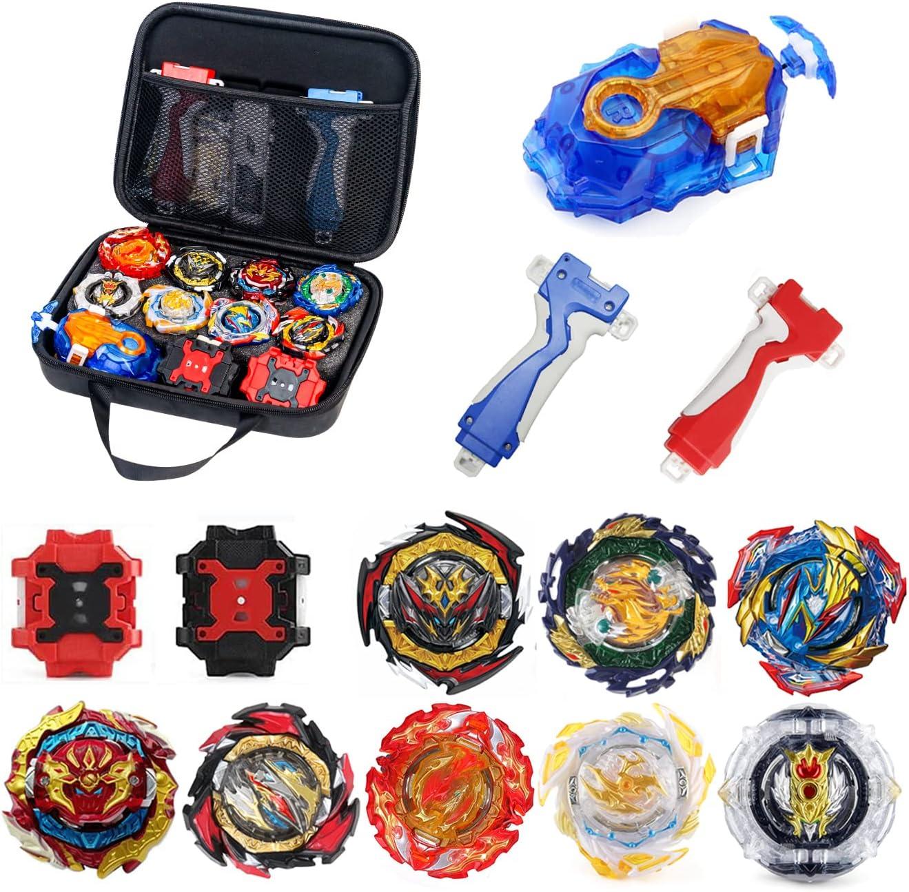 Bey Burst Gyro Toy Set Great Birthday Gift for Boys Children Kids 6 8+ Metal Fusion Attack Top Grip Blade Set with Battling Game Storage Box 8 Top Burst Gyros 3 Two-Way Launcher 2 Handles