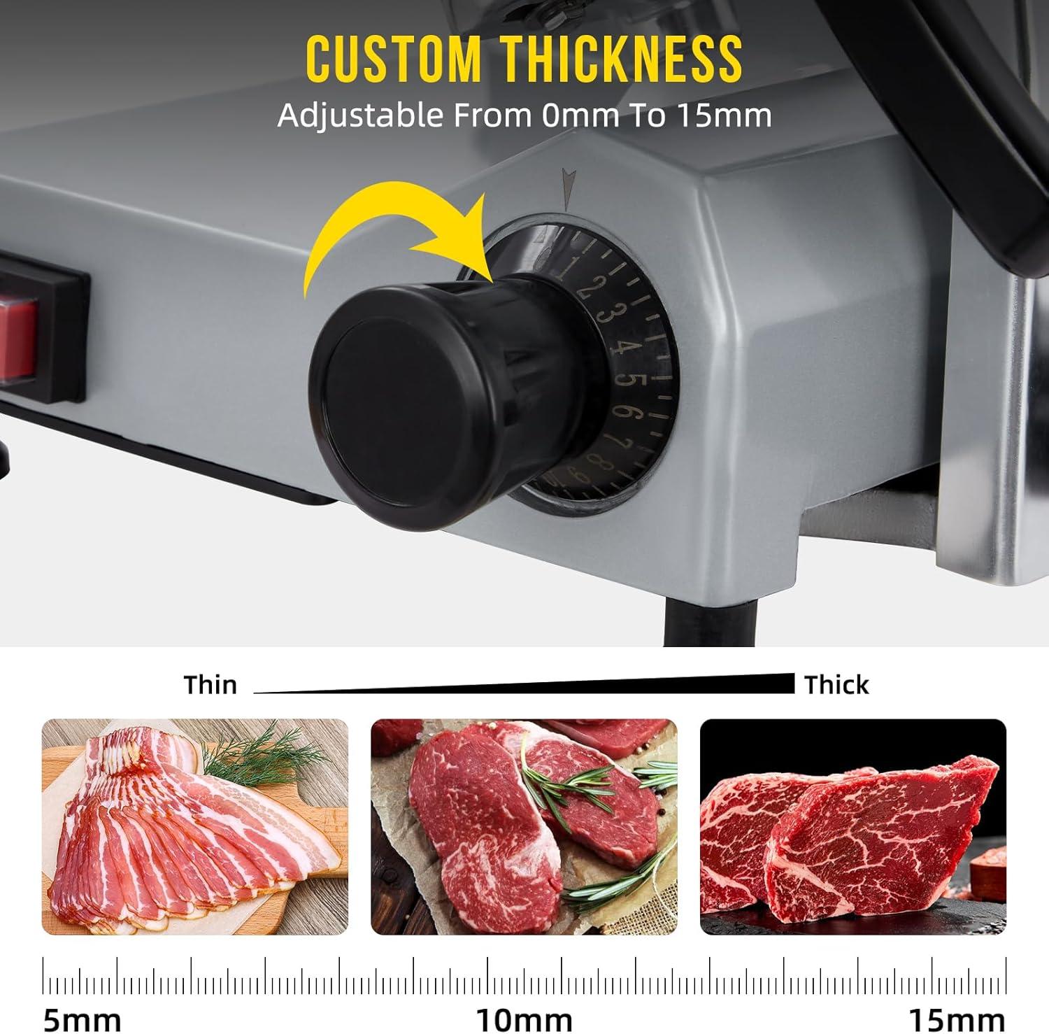 Commercial 10" Electric Meat Slicer Blade Food Slicer Cutter 240W With Child Lock Protection