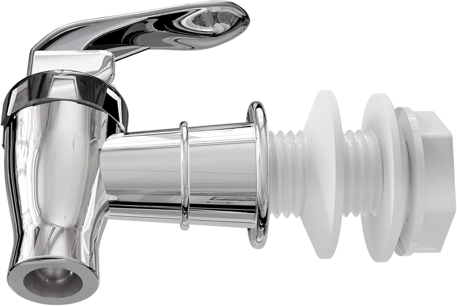 Silver Beverage Dispenser Replacement Spigot - Push Style for Drink Dispensers with Spout - Fits Mason Jar, Glass, and Plastic Pitchers - Ideal for Parties and Events