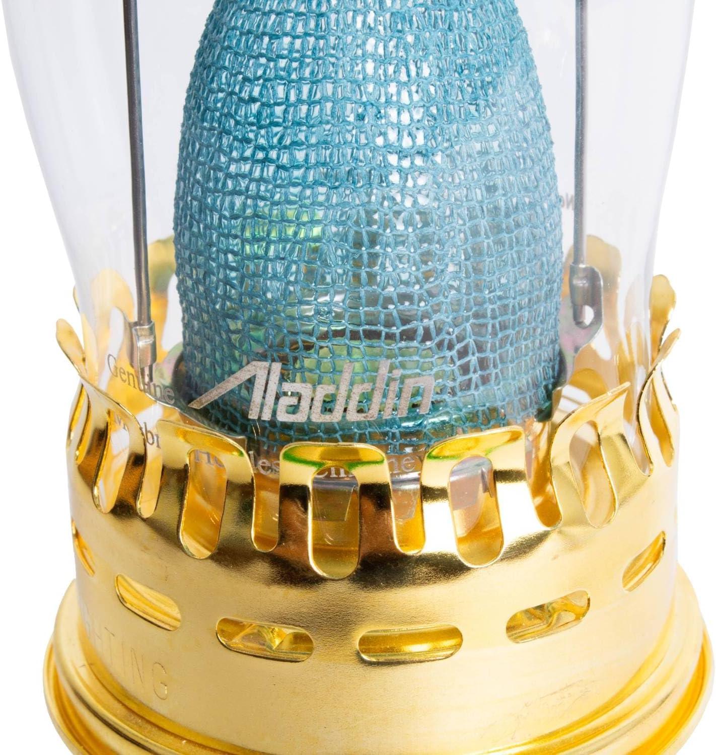 Aladdin Genie III Oil Lamp, Indoor Emergency Lighting for Shelf, Table or Hanging, Clear Glass Bowl with Brass Burner