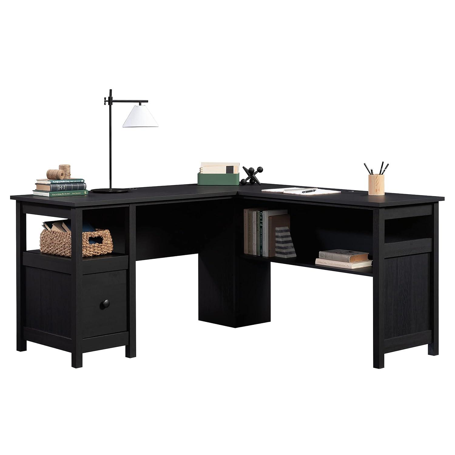Cannery Bridge L Desk Sindoori Mango - Sauder: Mid-Century Modern Office Furniture with File Storage