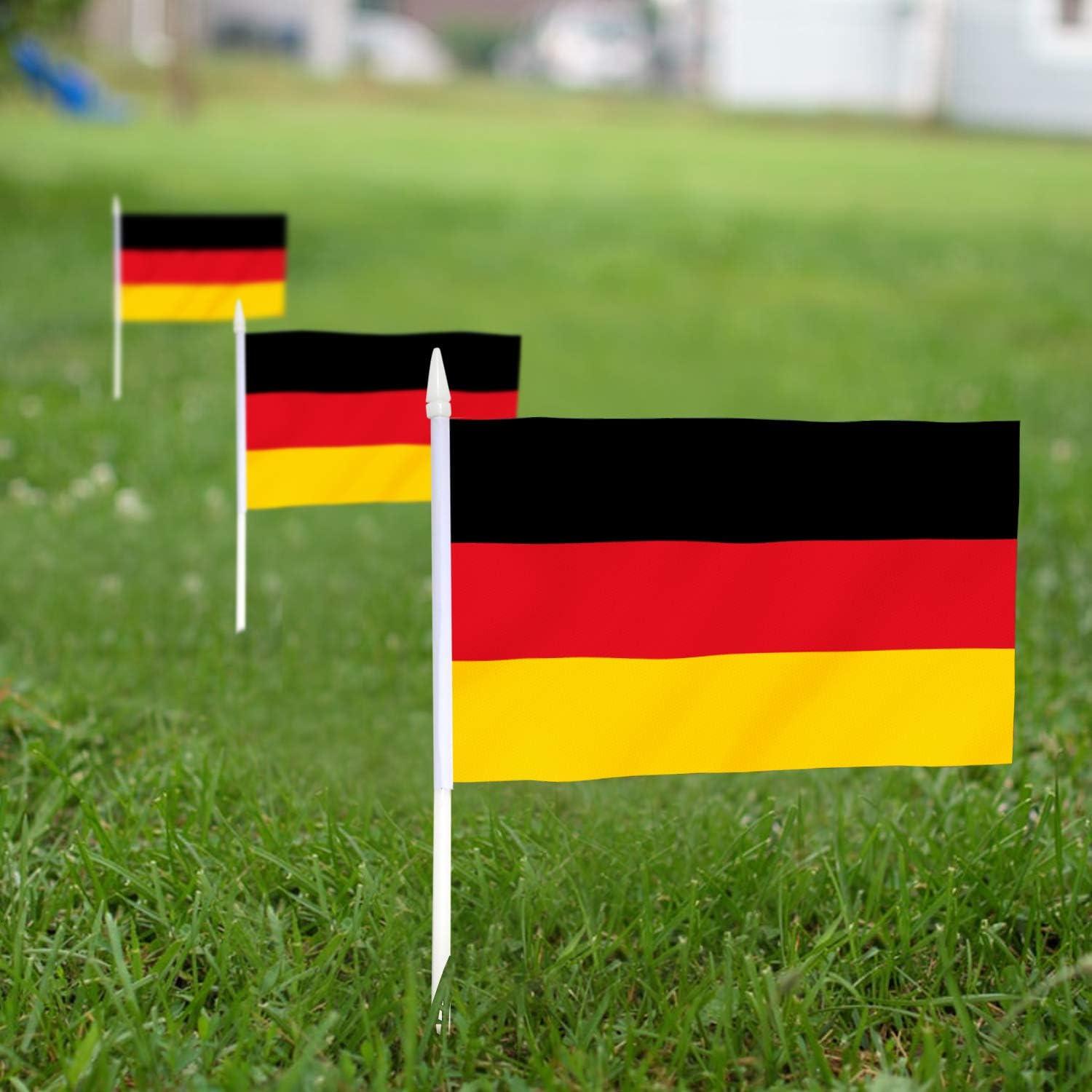 Anley Germany Mini Flag 12 Pack - Hand Held Small Miniature German Flags on Stick