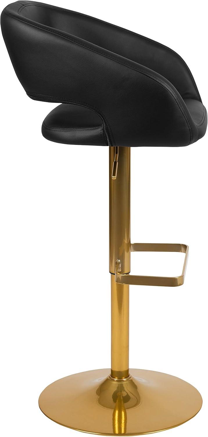 Flash Furniture Contemporary Vinyl Adjustable Height Barstool with Rounded Mid-Back