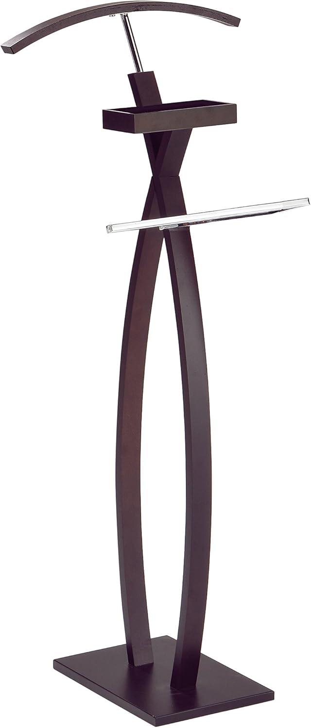 Laurent Walnut and Metal Modern Valet Stand with Hanger