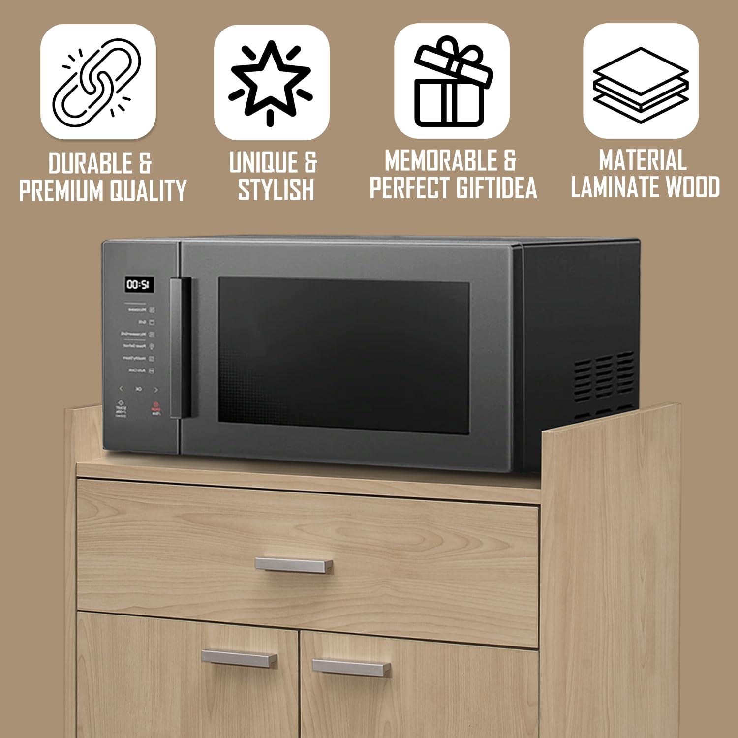 Kings Brand Furniture Northbury 2-Door Microwave Accent Kitchen Cabinet Rolling Cart (Beech)