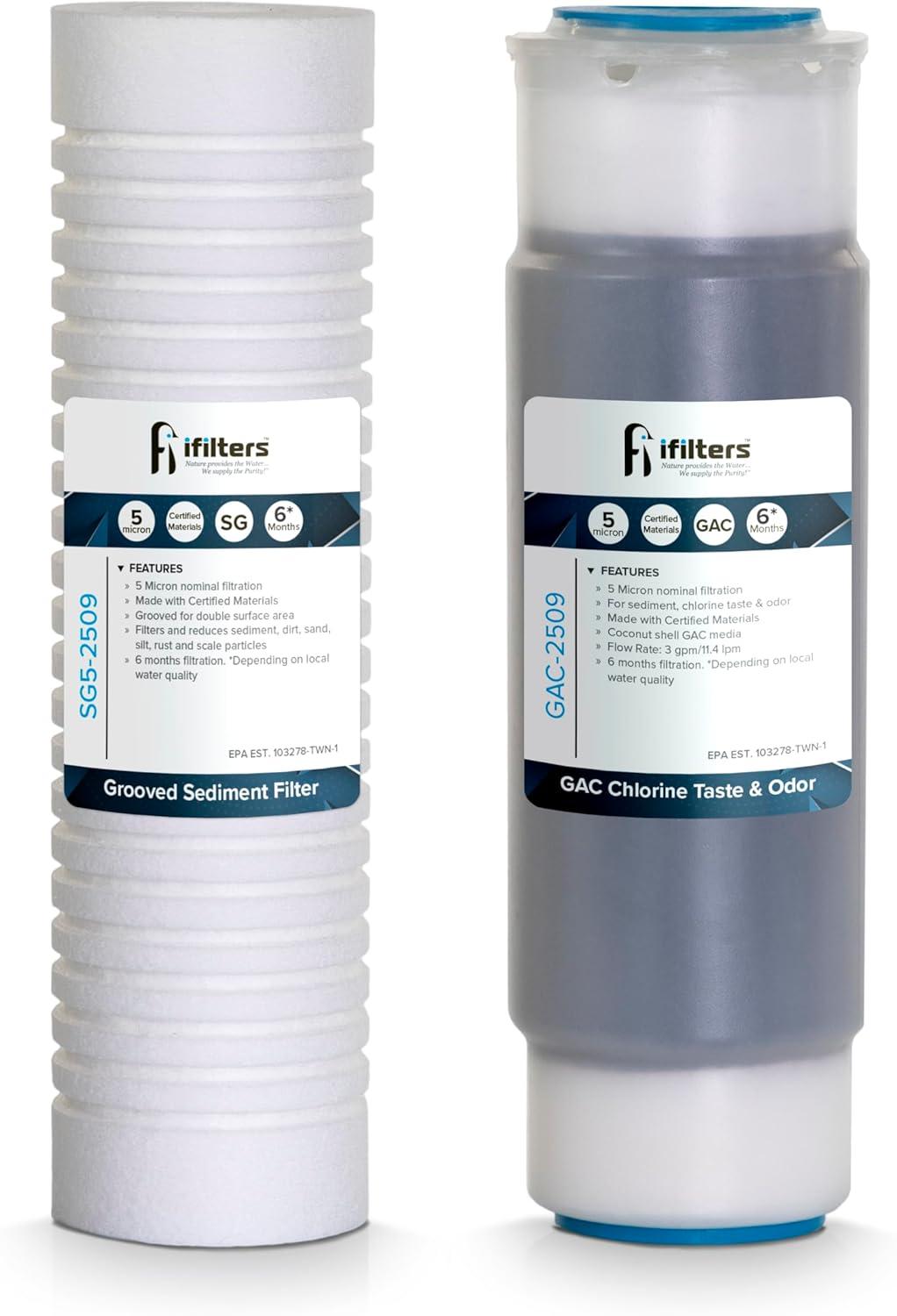 iFilters LWH-D Gen2/Version 2 OEM Replacement Filter Set - Whole House 2 Stage Sediment, Rust & CTO Filters