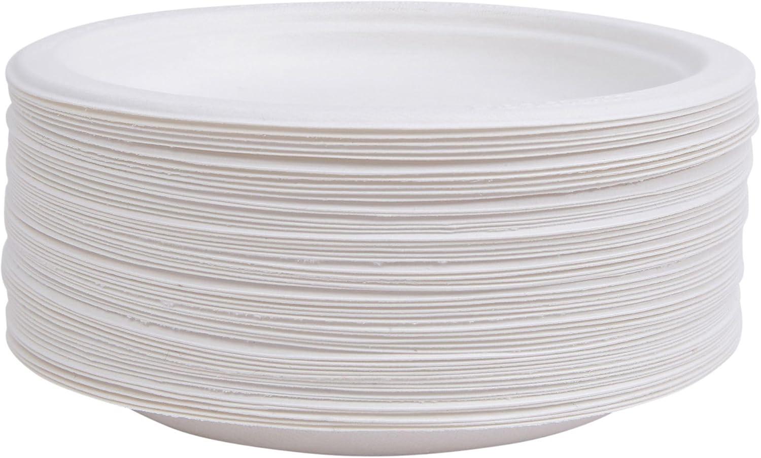 Vanguard Renewable and Compostable Sugarcane Plates, 6", White, 1,000/Carton