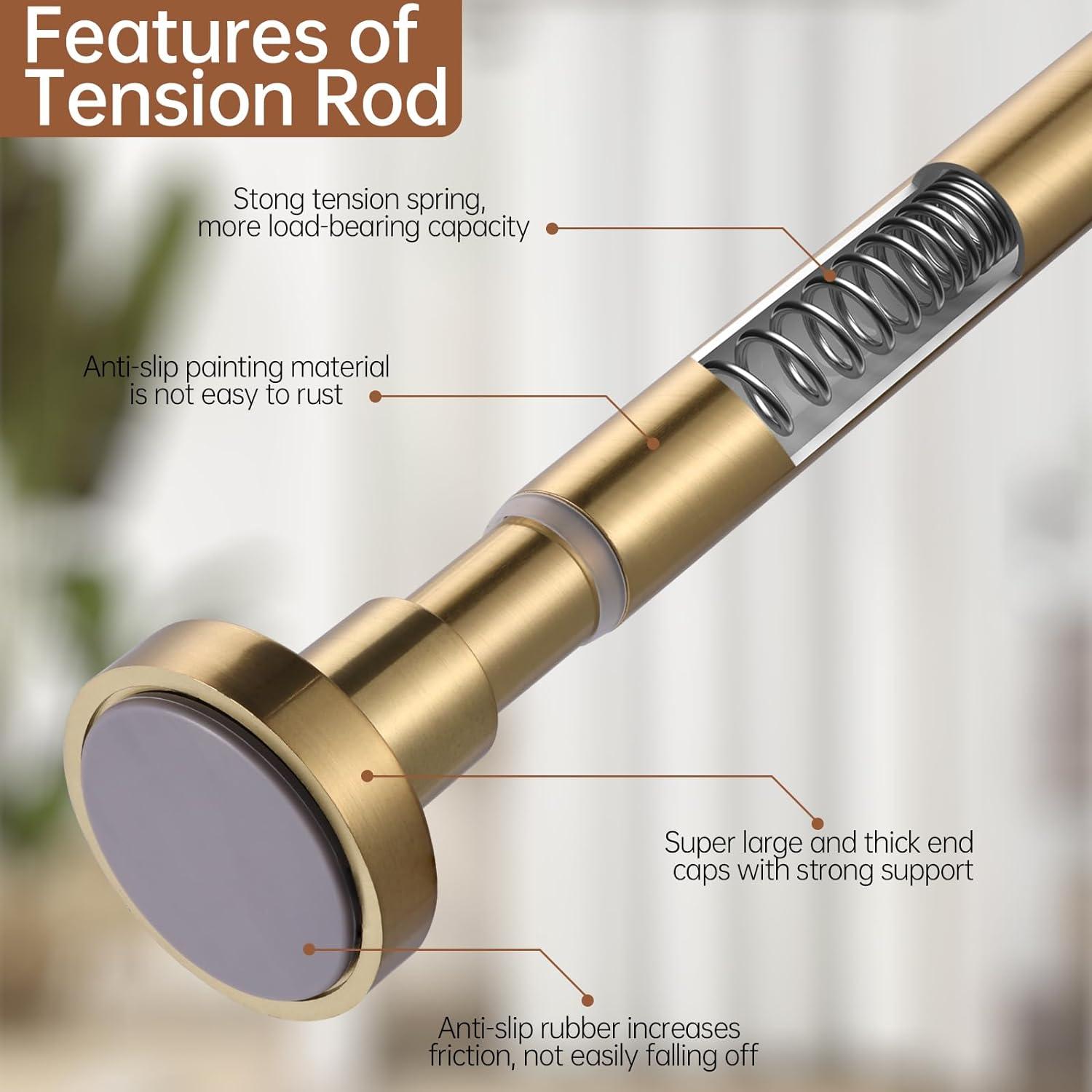 Gold Adjustable Spring Tension Shower Curtain Rod 32-61 Inches