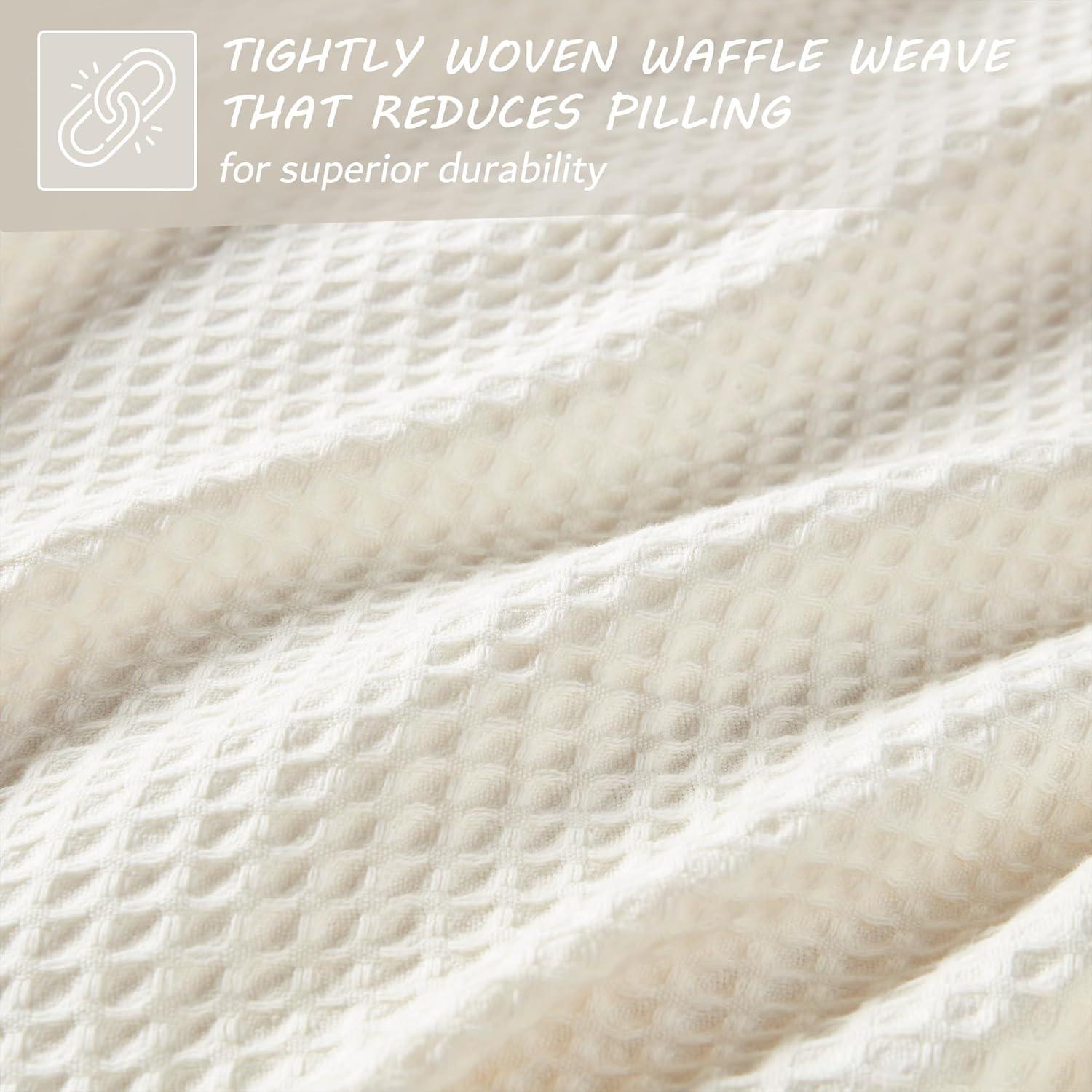 Ivory Waffle Weave Breathable Cotton Full/Queen Blanket