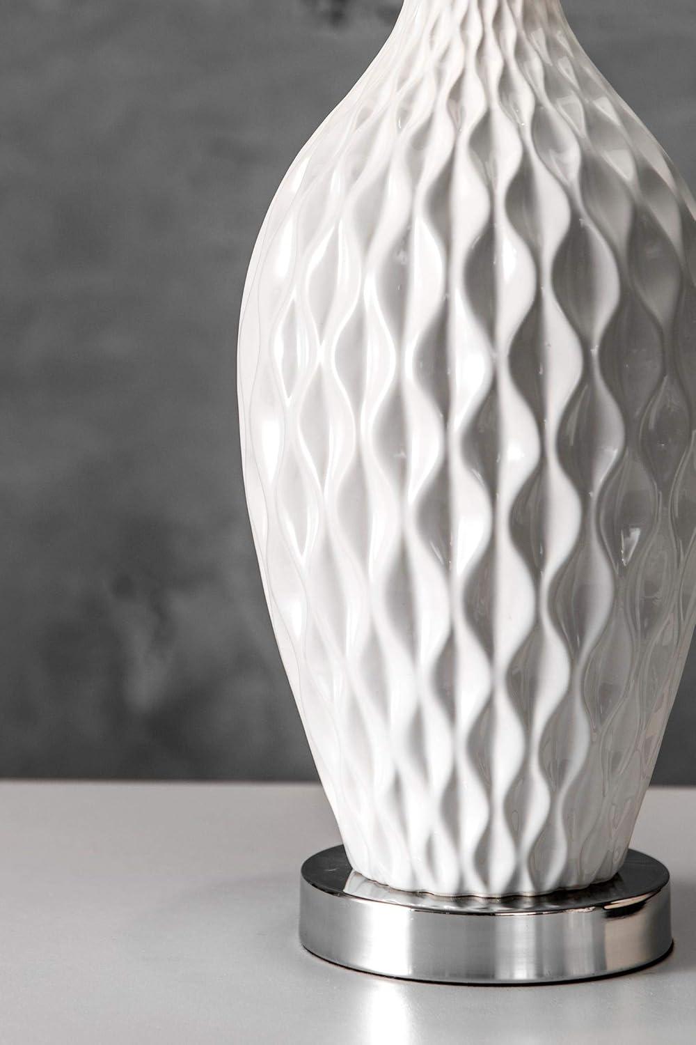 Ivory Ceramic 28" Table Lamp with Linen Shade