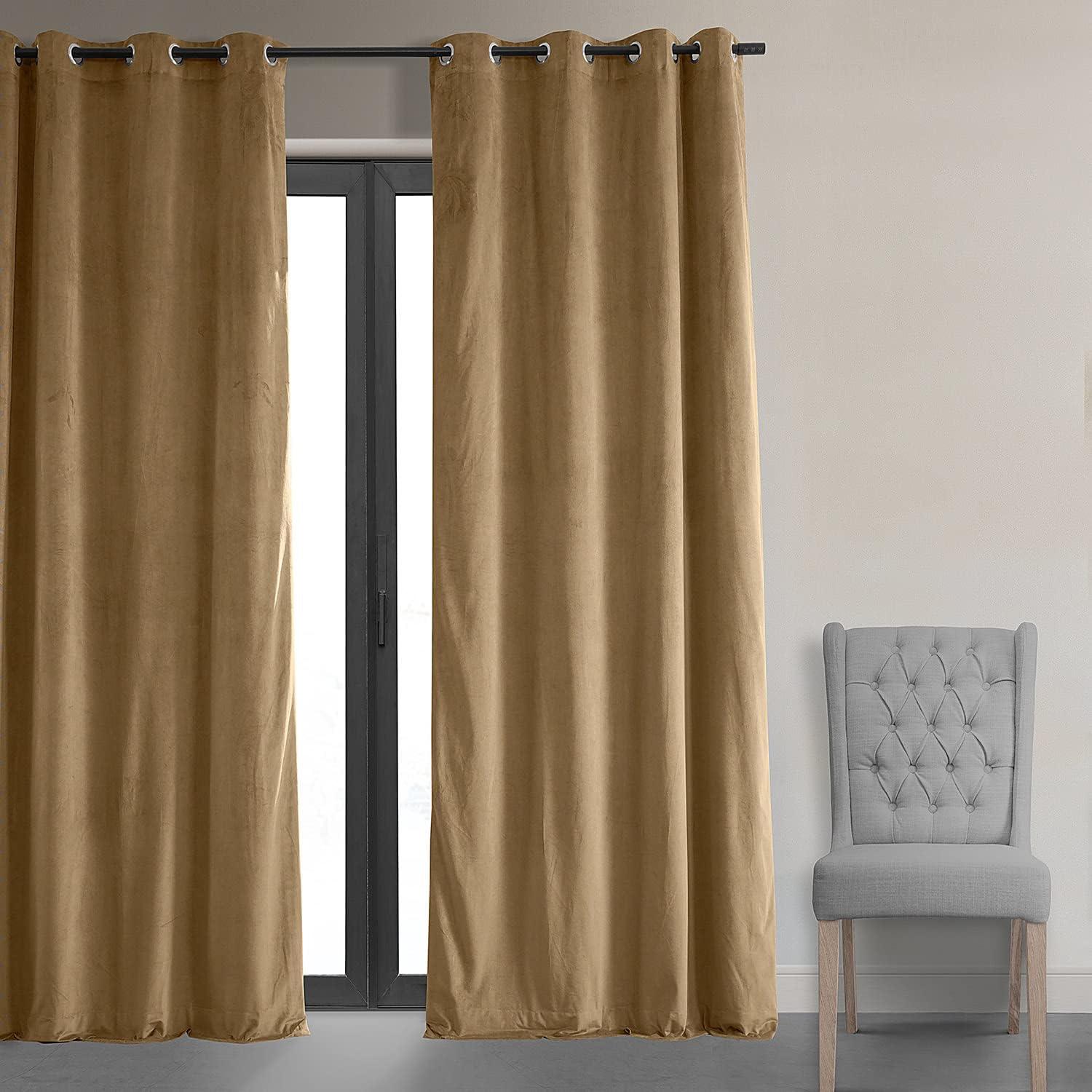 Amber Gold Velvet Blackout Grommet Curtain Panel, 50 x 120