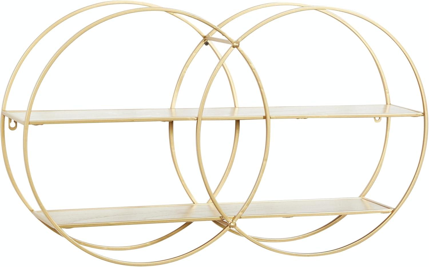 Cosmoliving By Cosmopolitan Gold Metal Contemporary Wall Shelf, 18 X 30 X 6