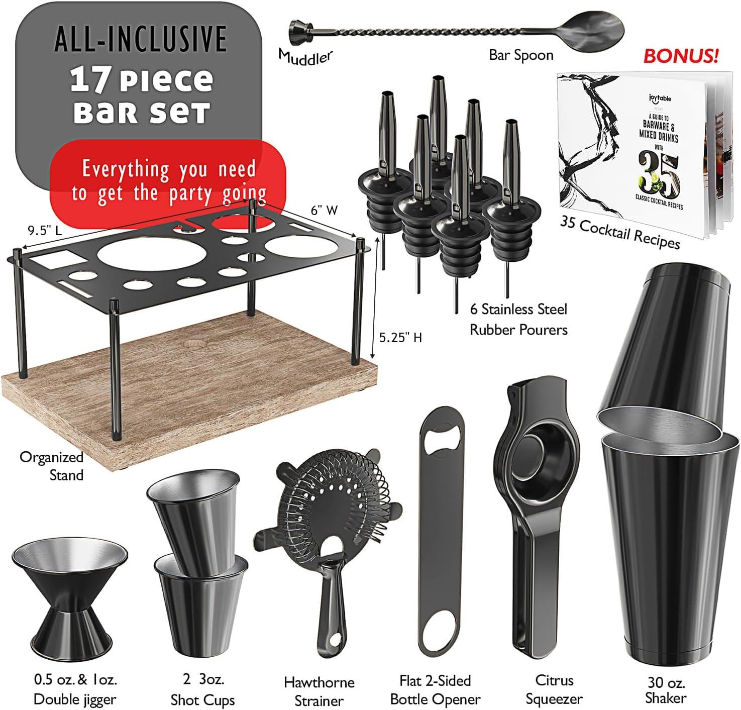 JoyTable Bar Set Cocktail Shaker Set, Stainless Steel Bartender Kit, Cocktail Set with Bar Tools