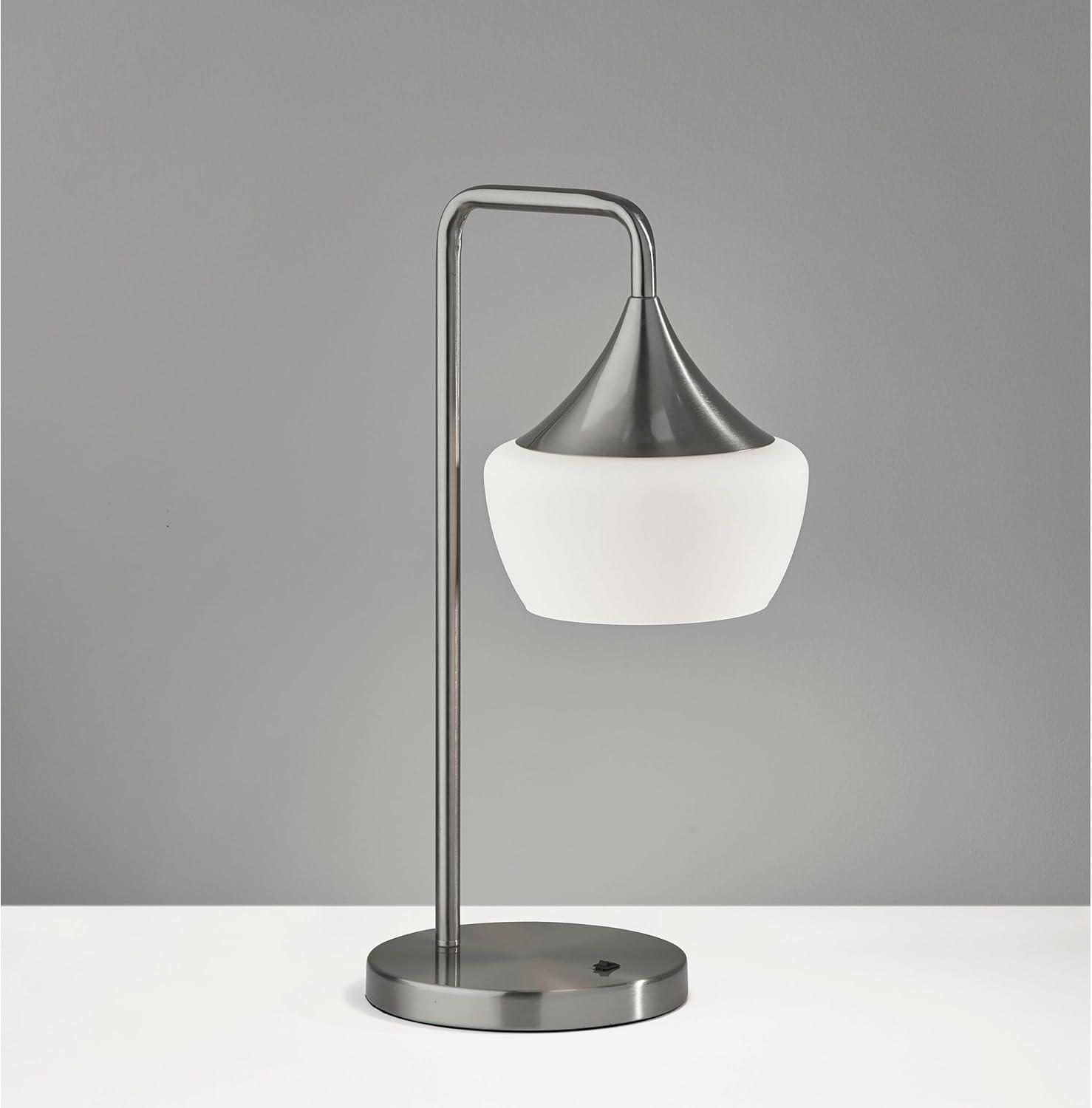 Contemporary Eliza Black Metal Table Lamp with Smoked Glass Shade