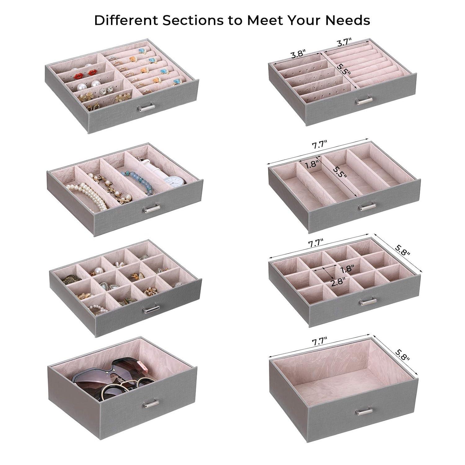 ANWBROAD Jewelry Box 5 Tier Jewelry Storage Organizer Jewelry Case with 4 Drawers with Mirror Lockable Jewelry Boxes for Women Gift for Loved Ones for Your Jewelry Sturdy UJJB003H
