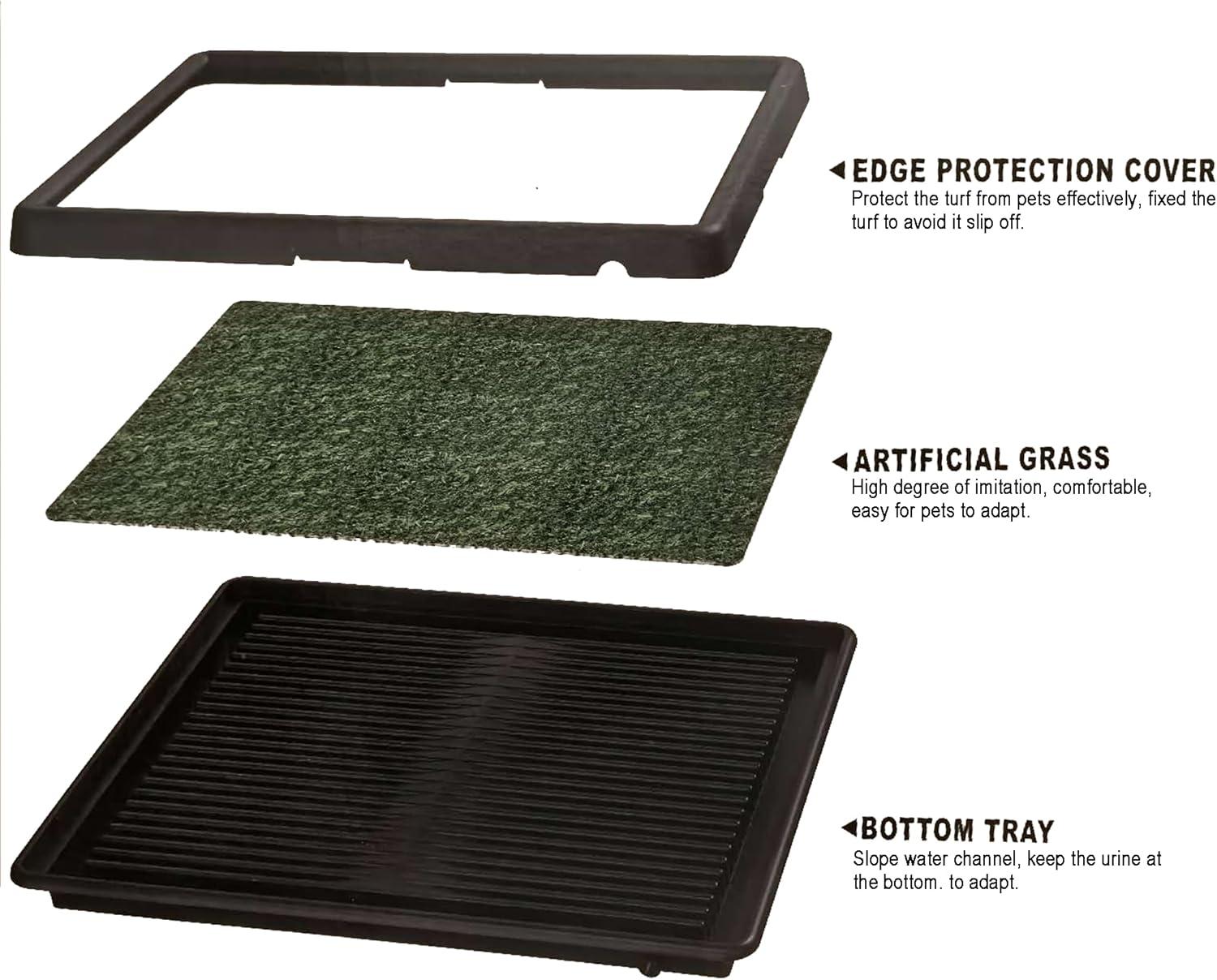LOMANTOWN Fake Grass Dog Potty Pad Portable Dog Turf Trainer Grass with Tray, 30"x20"