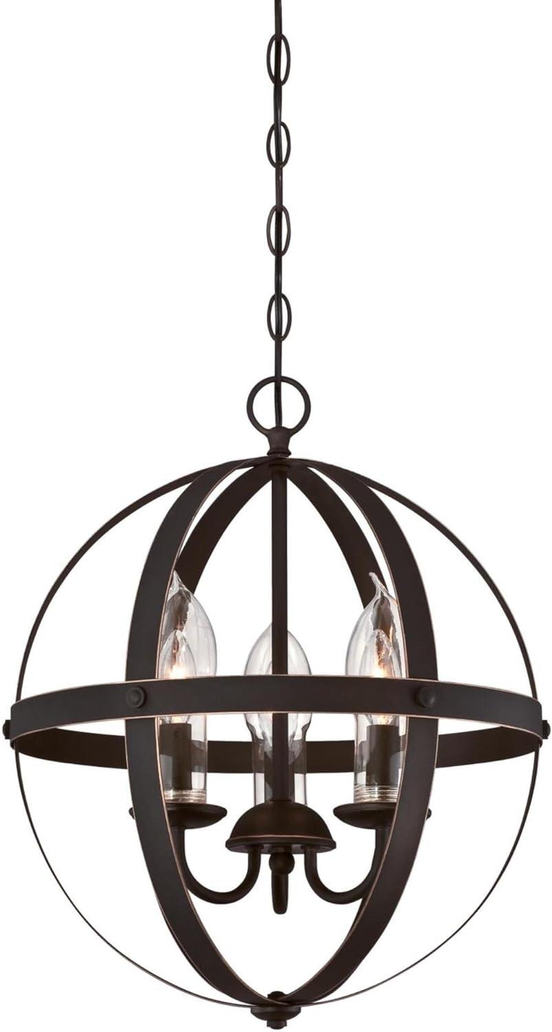 Bronze Stella Mira 17.25" Outdoor Chandelier with Clear Glass Candle Covers