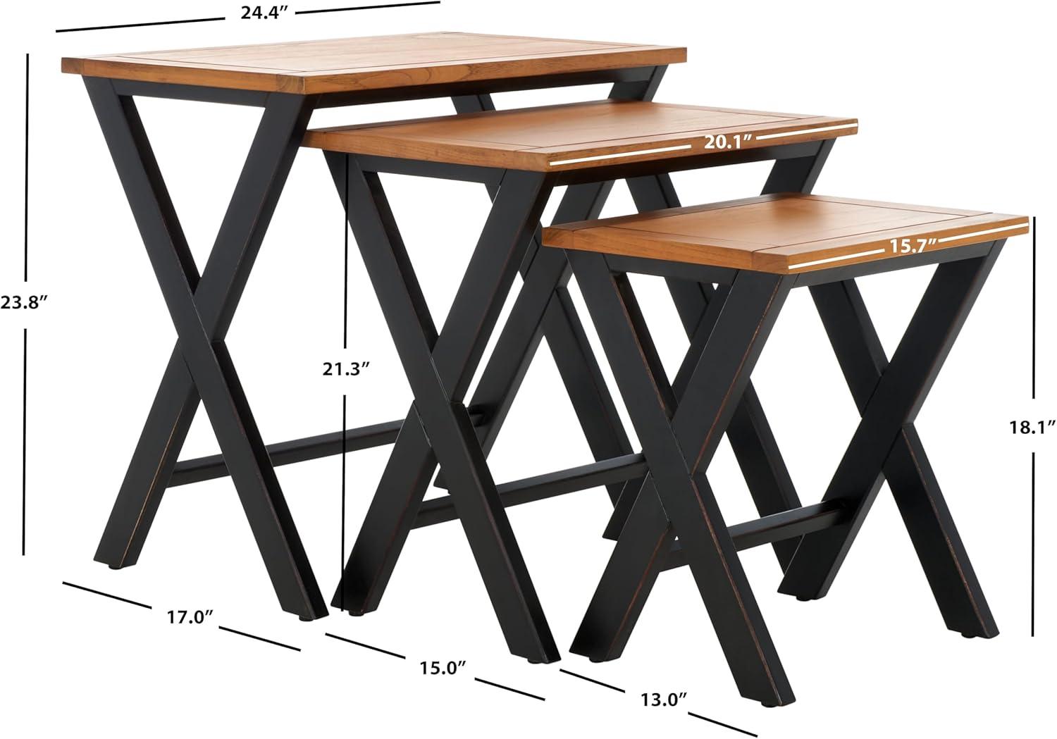 Jack Tray Tables - Black/Oak - Safavieh.