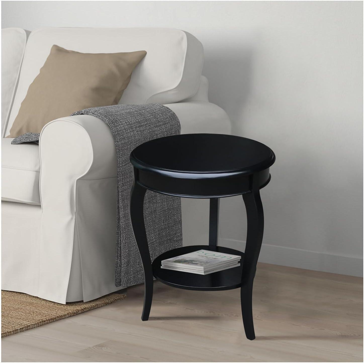 Cambria 25'' Black Solid Parawood Round End Table