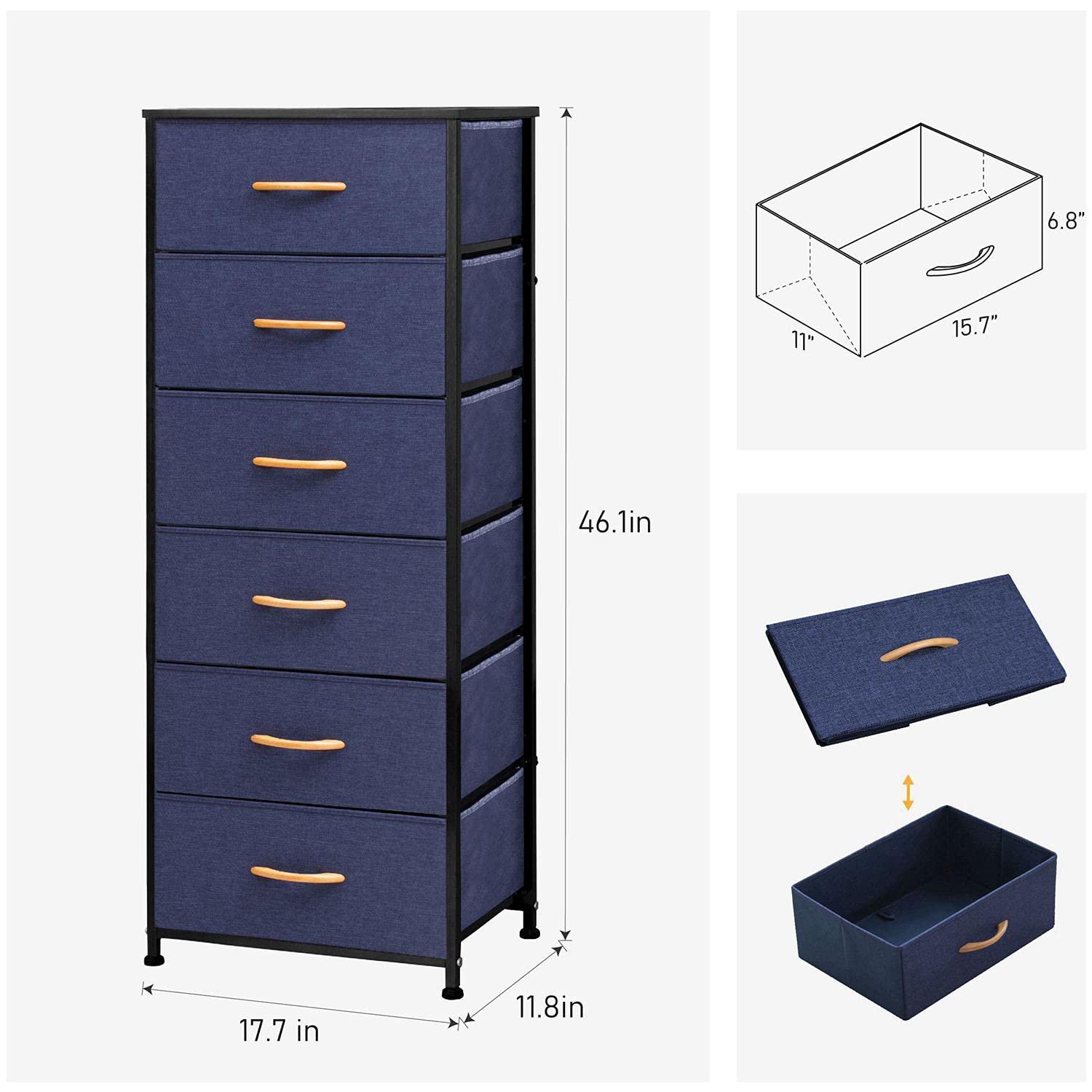 Pellebant 6 Drawers Vertical Dresser Storage Tower Chest, Blue