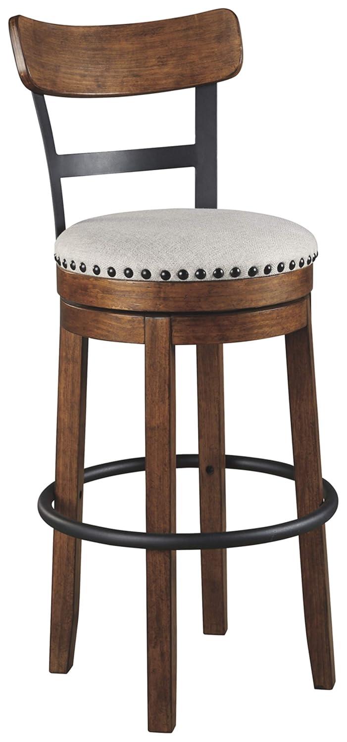 Tall Valebeck Upholstered Swivel Barstool Brown - Signature Design by Ashley: Kitchen Counter Height, Rustic Style