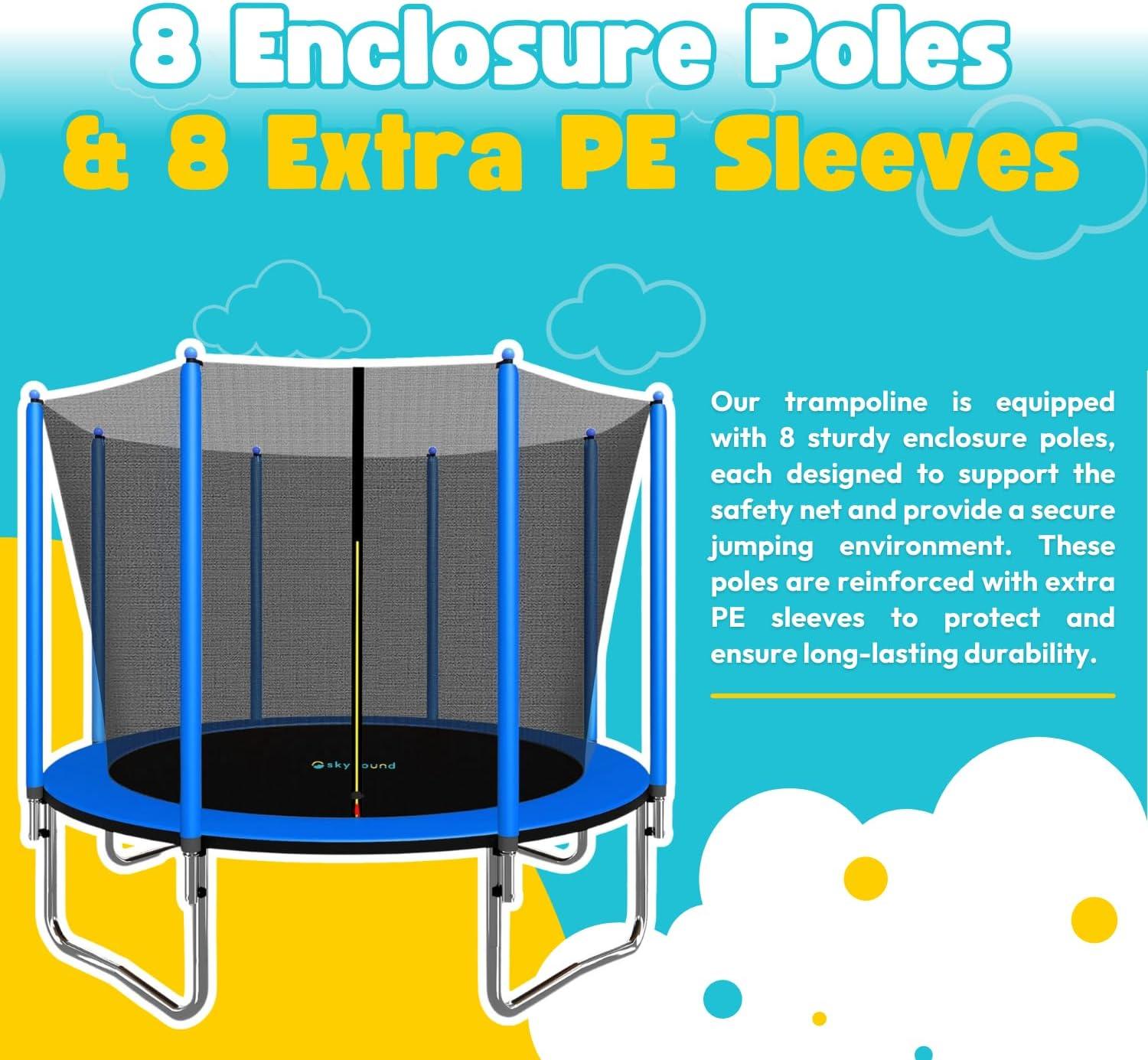 SkyBound 10ft Outdoor Recreational Trampoline for Kids and Adults with Enclosuure Net, Orange