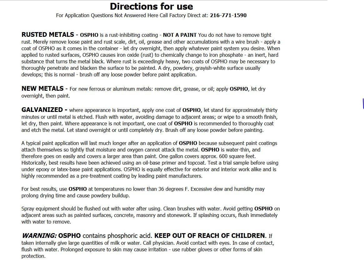 Ospho Green Quart Metal Treatment for Rusted Surfaces