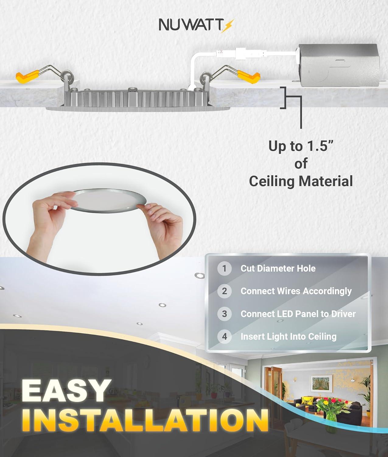 Panel Downlight 4'' Selectable Color Temperature Dimmable Air-Tight IC Rated LED Canless Recessed Lighting Kit