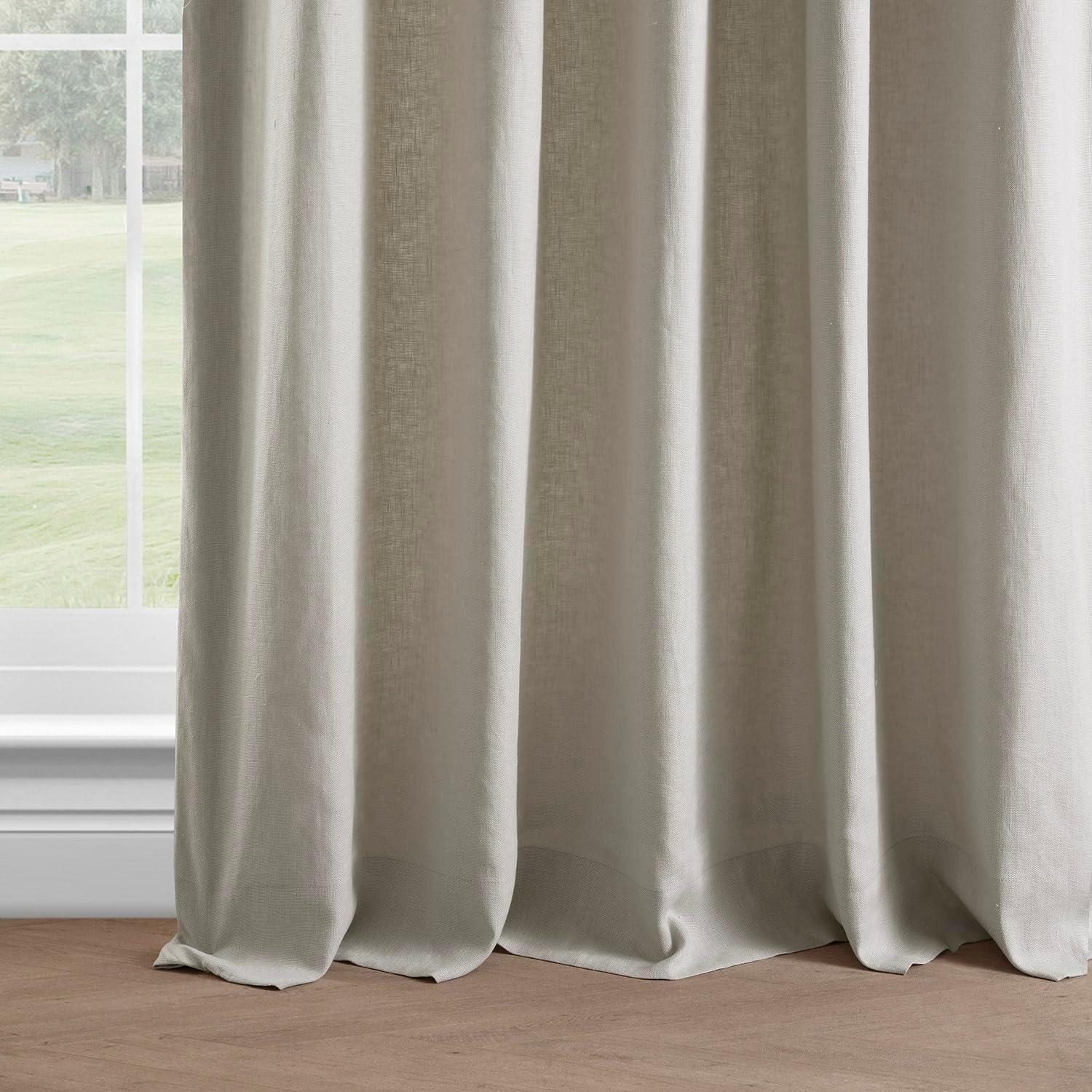 Exclusive Fabrics  French Linen Room Darkening Curtains Panel - Elegant luxurious Drapes (1 Panel) Fresh Khaki 50 X 96 96 Inches