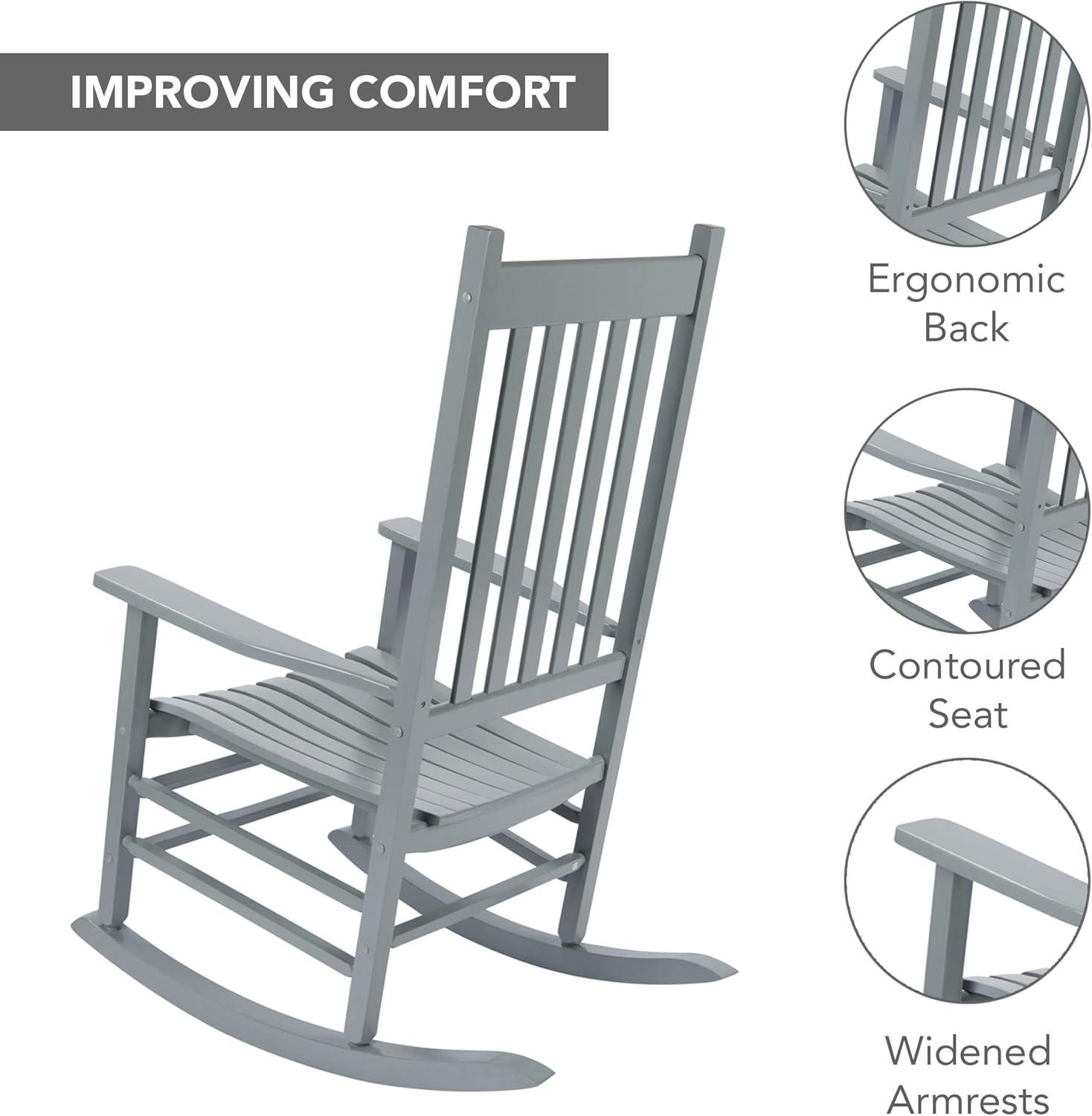 Shine Company Traditional Hardwood Indoor/Outdoor Patio Porch Rocker in Gray