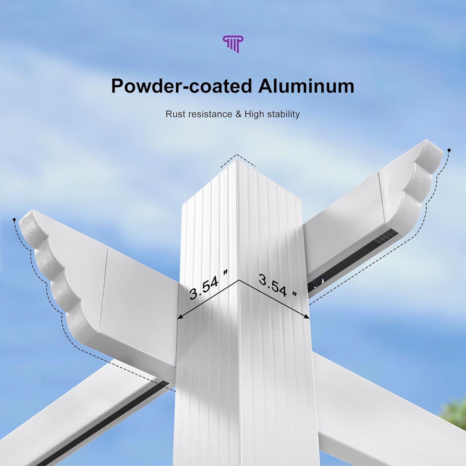 PURPLE LEAF Pergola 10' X 13' Outdoor Retractable Metal Patio Pergola with Shade Cover for Garden Yard Pavilion Grill for Beach Deck Gazebo, Terra