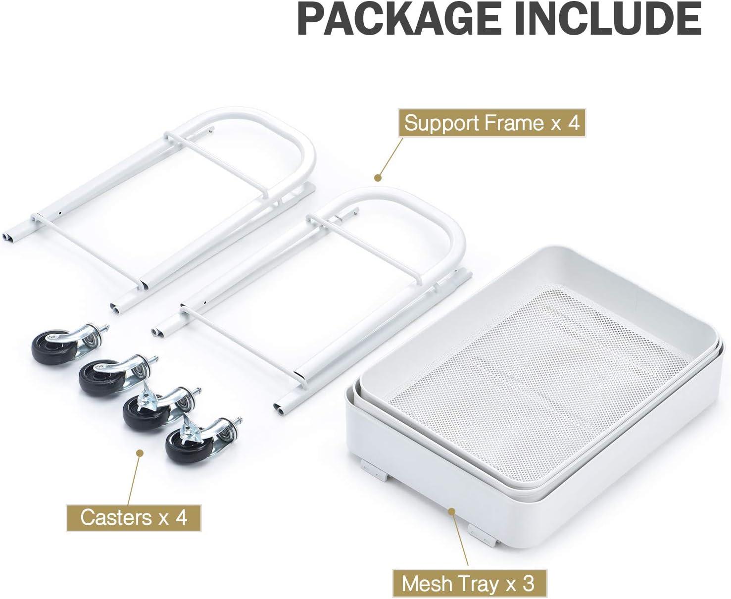 White 3-Tier Carbon Steel Rolling Utility Cart with Locking Wheels