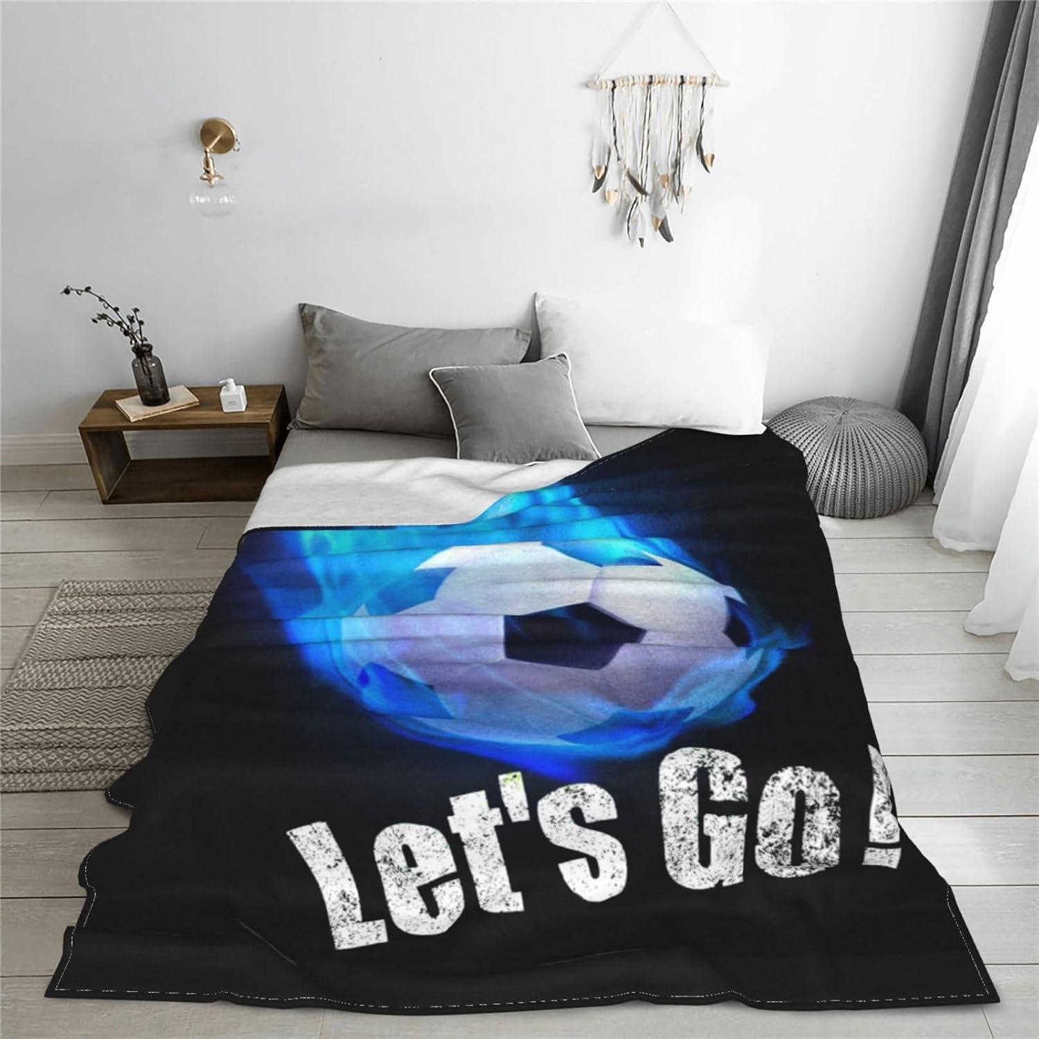 Soccer Blanket Soccer Ball Decor Throw Blanket Football Blanket Gifts for Girls Boys Soccer Lover Winter Bedding Super Warm Soft Plush Lightweight Fleece Flannel Blanket for Kids Men Women 50"X40"