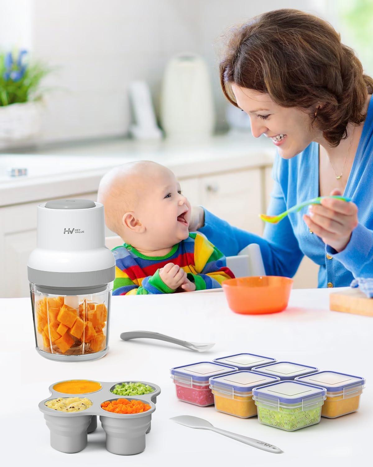 HEYVALUE Gray 13-in-1 Baby Food Processor Set with Stainless Steel Blades