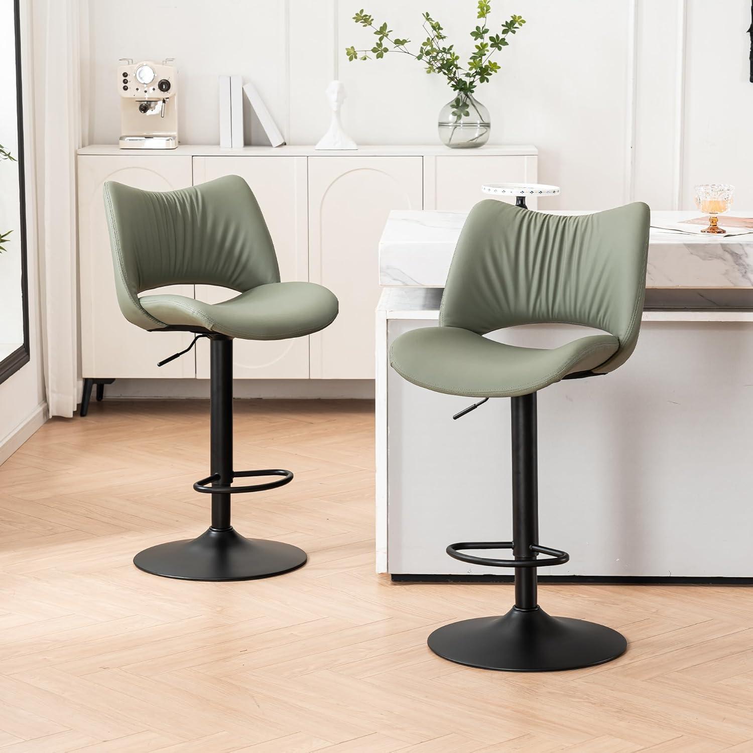 Kidol & Shellder Green Bar Stools Set of 2 Modern Kitchen Island Barstool
