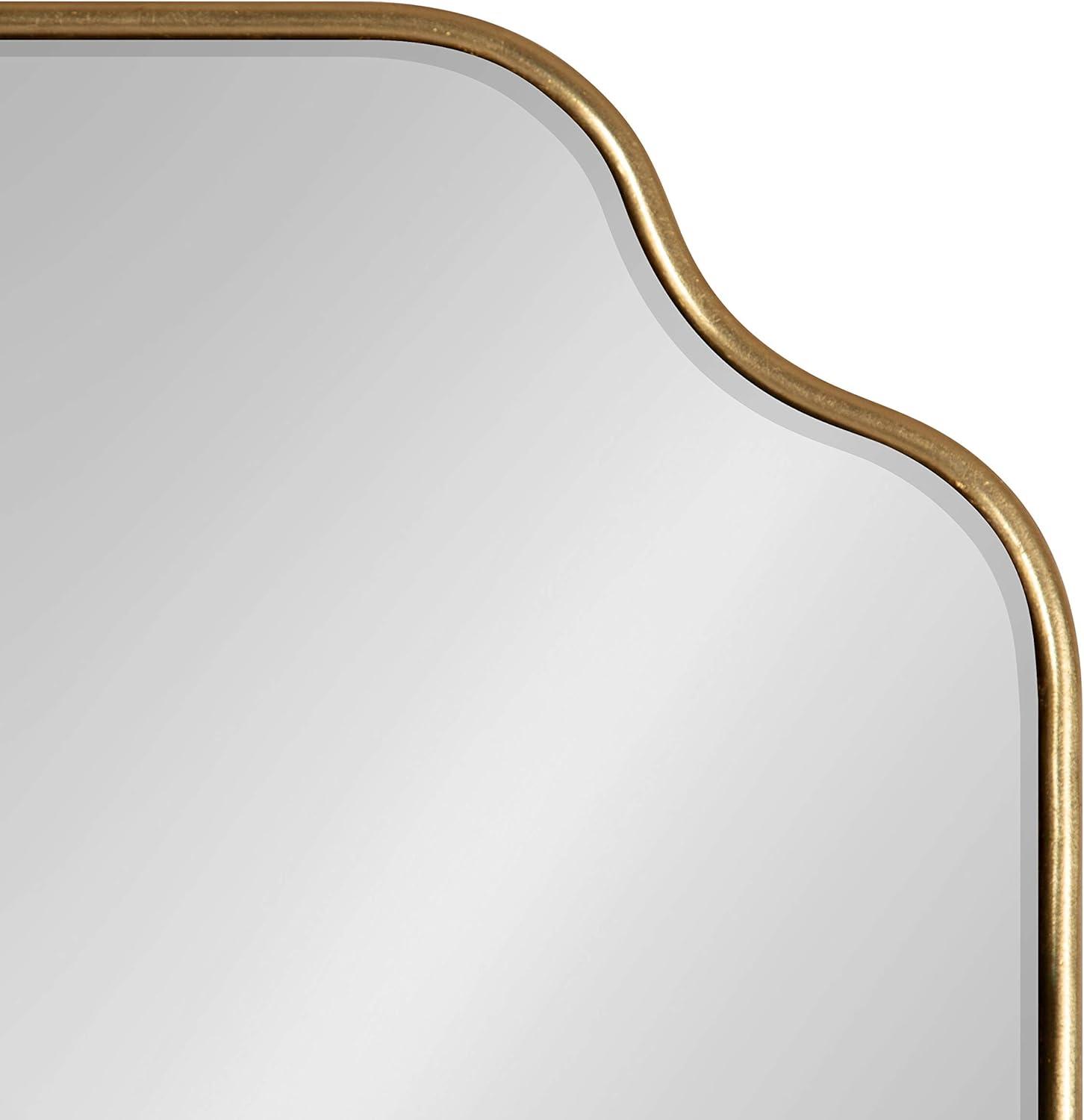 Kate and Laurel Plumley Glam Scalloped Wall Mirror, 24 x 36, Gold, Transitional Mirror Wall Decor